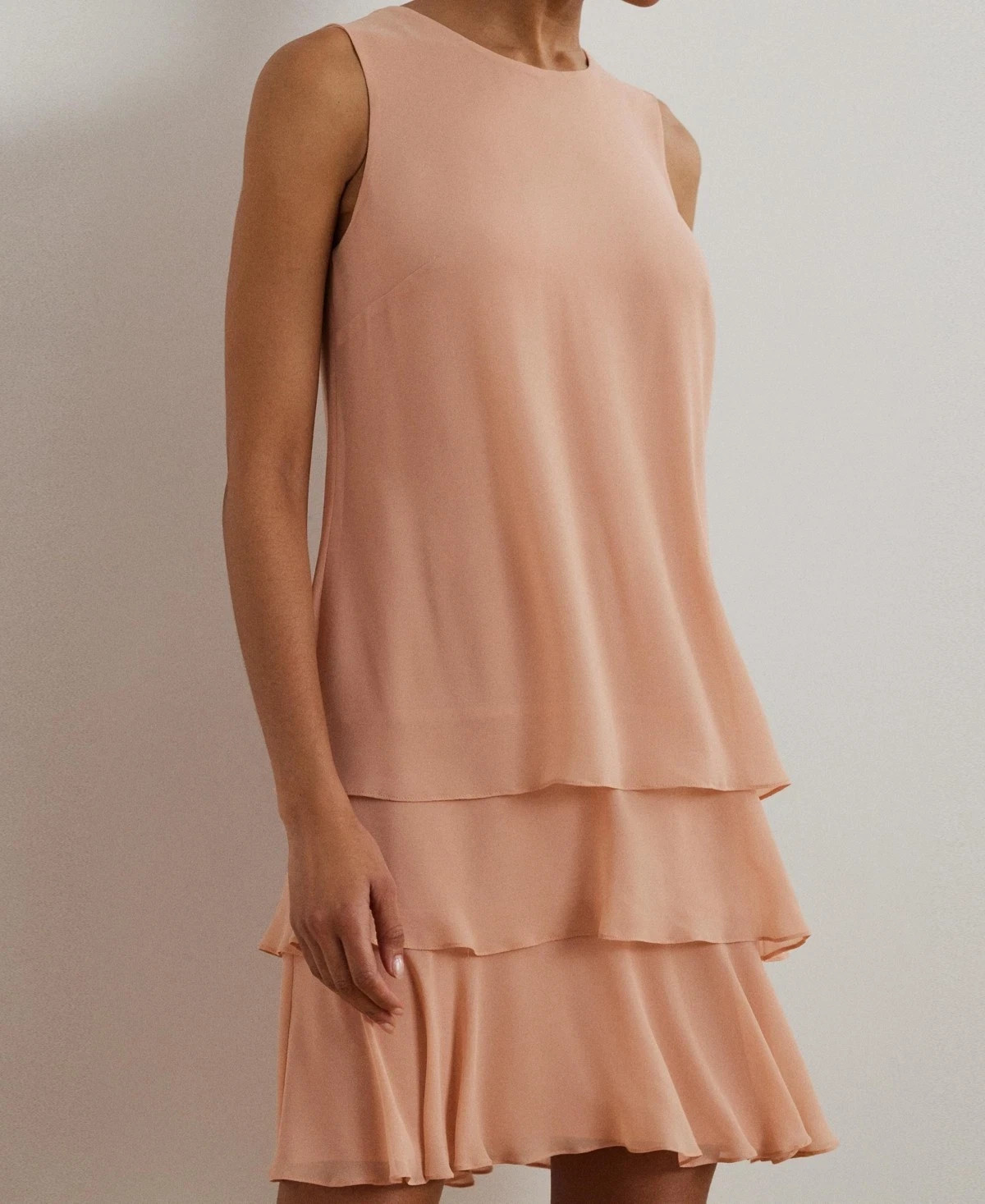 NWT Lauren Ralph Lauren Women’s Crinkle Georgette Shift Dress – Sunrise Blush 18