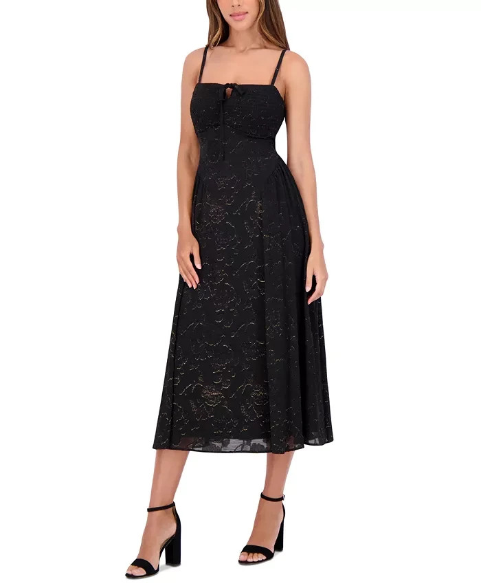kensie Smocked Burnout-Pattern Midi Dress MSRP $138 Size 14 # 12A 2484 New