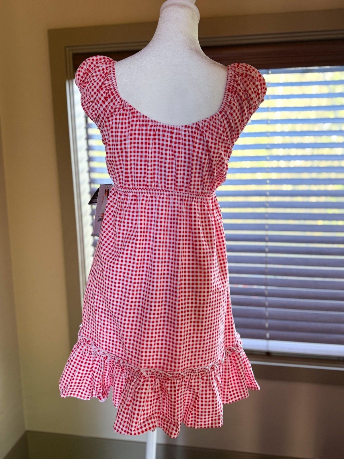 Red and White Gingham Checkered Celebrity Pink XS Dress NWT