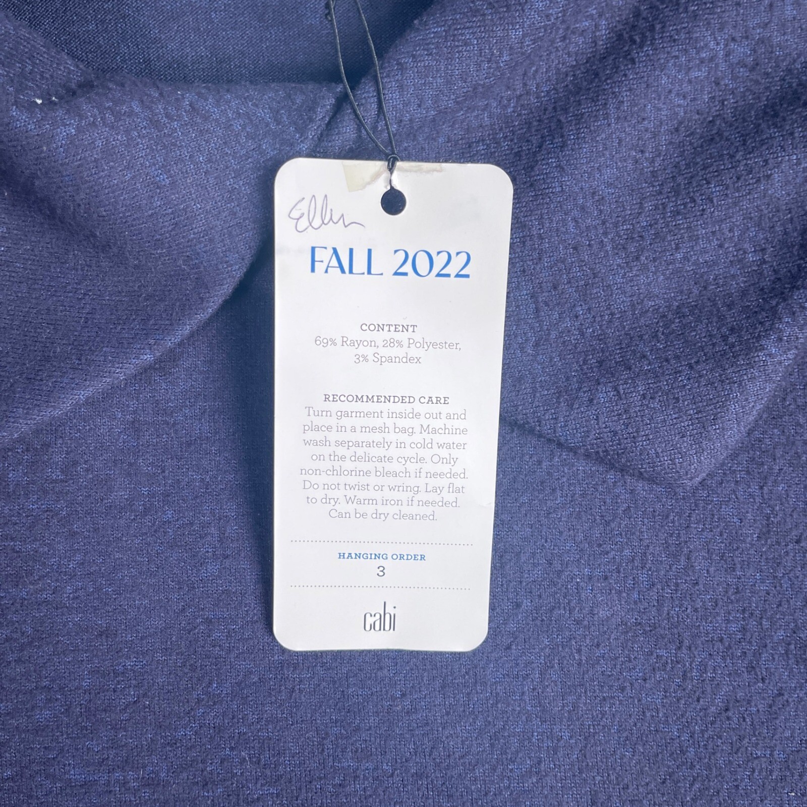 Cabi Round Up Dress Funnel Neck Long Sleeve Pockets Black Cobalt Blue M