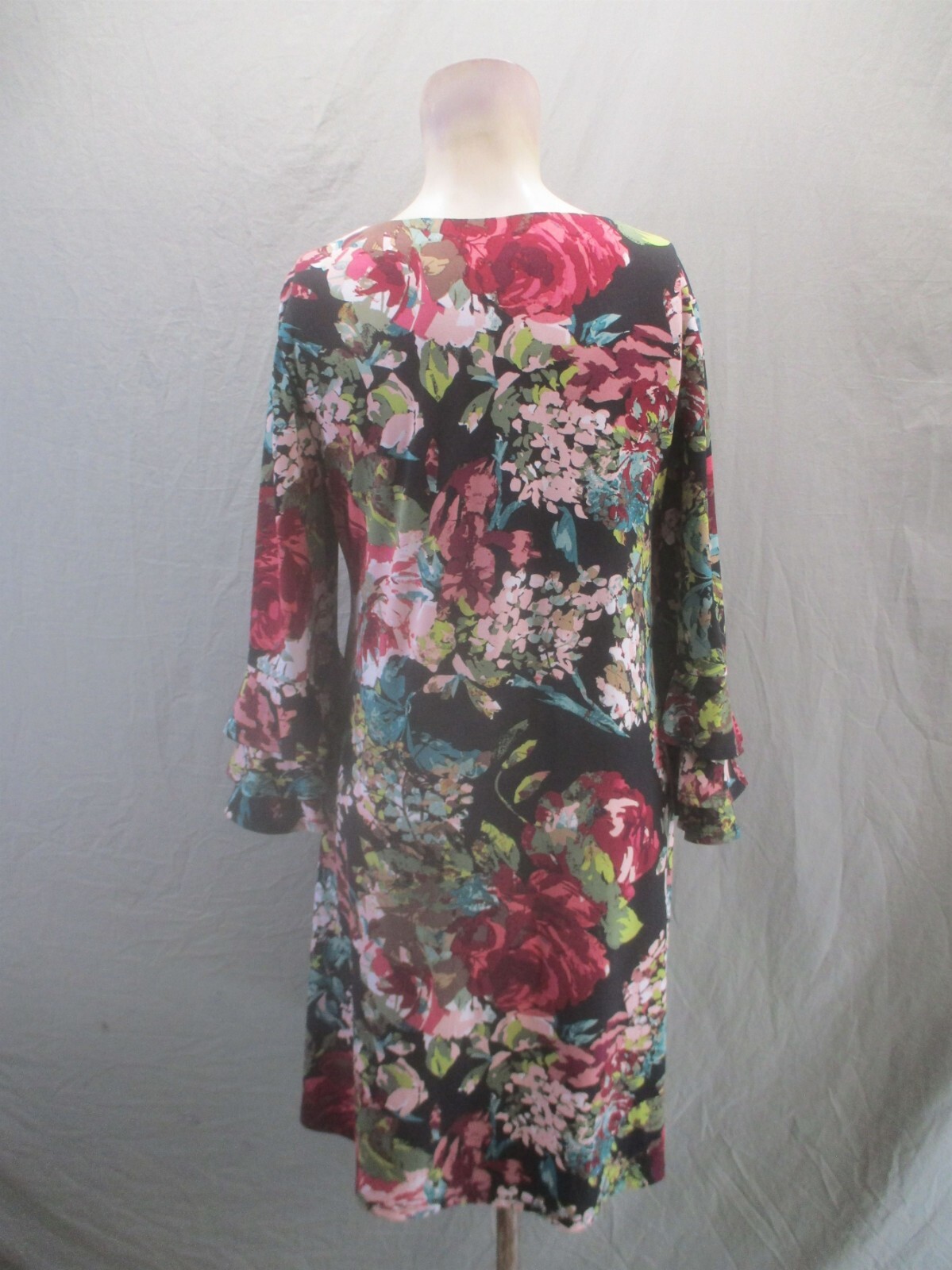 Connected Apparel Size 8 Womens 3/4 Ruffle Sleeve Knee Length Shift Dress 793