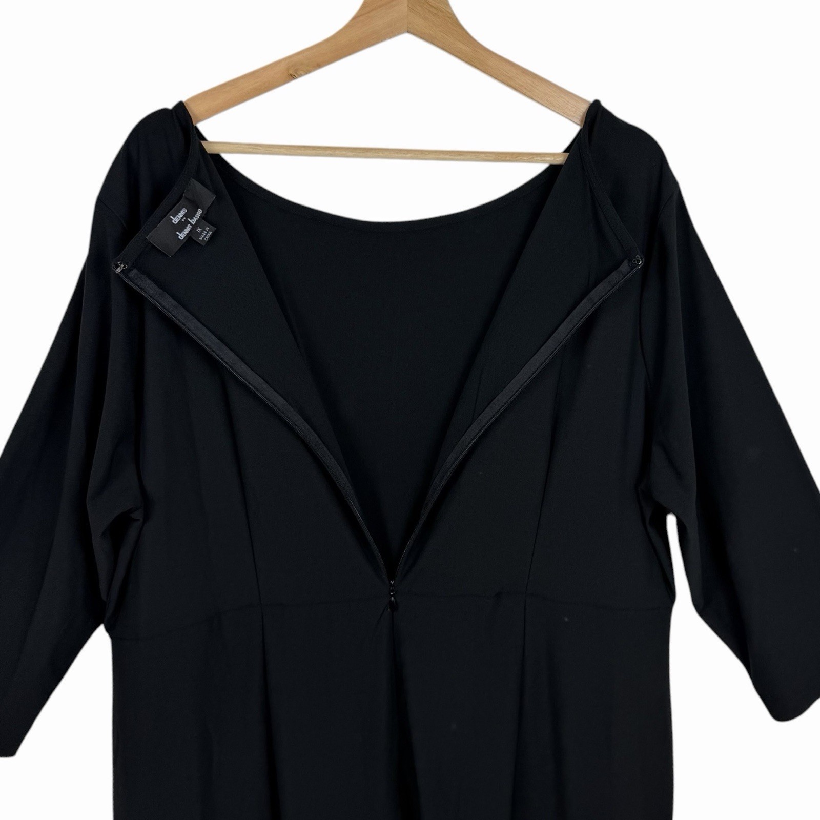 Dennis by Dennis Basso Midi Dress Plus Size 1X Twist Knot Front Crepe Knit Black