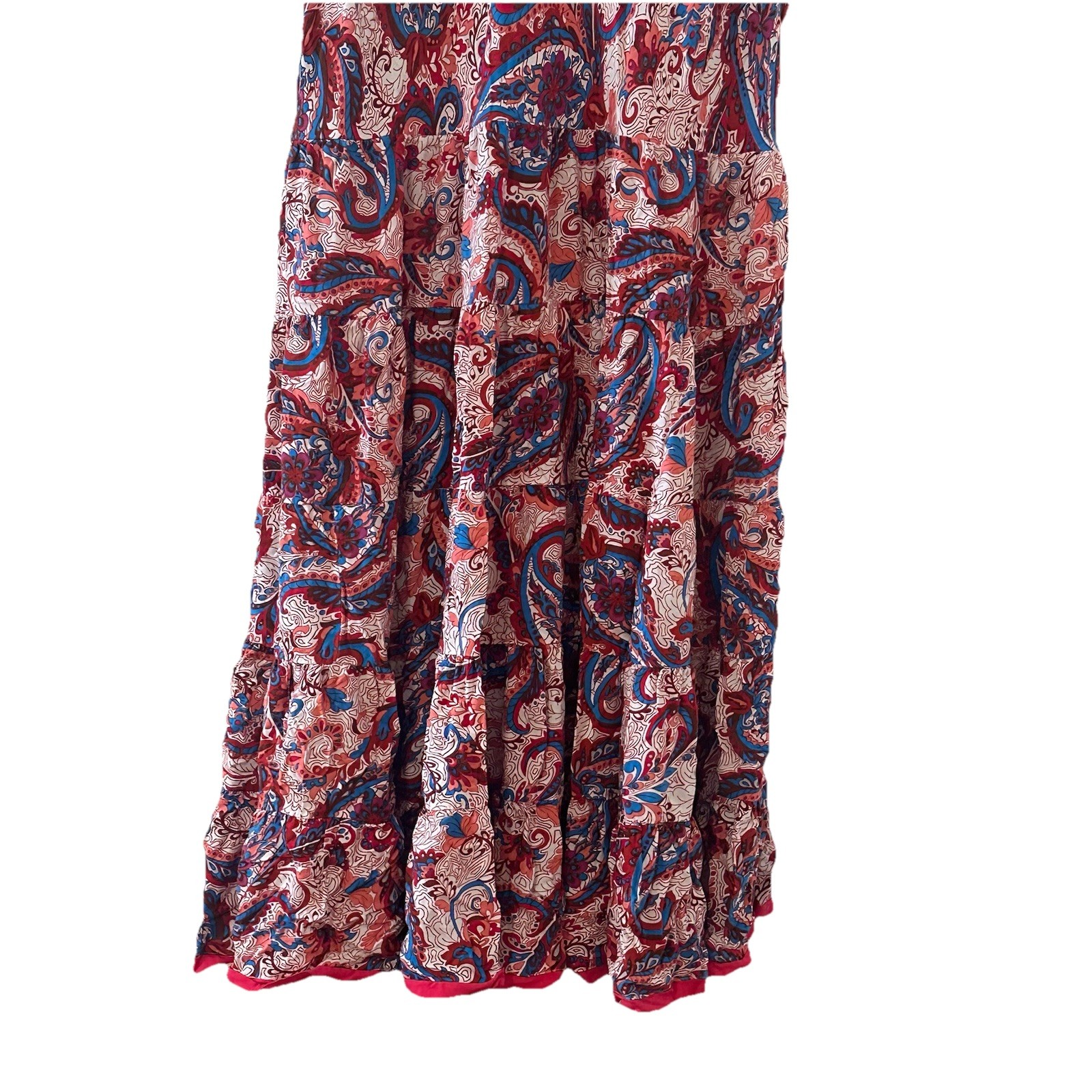 Soft Surroundings Boho Kara Tiered Midi Dress Red White Blue Pink Plus Sz 3X