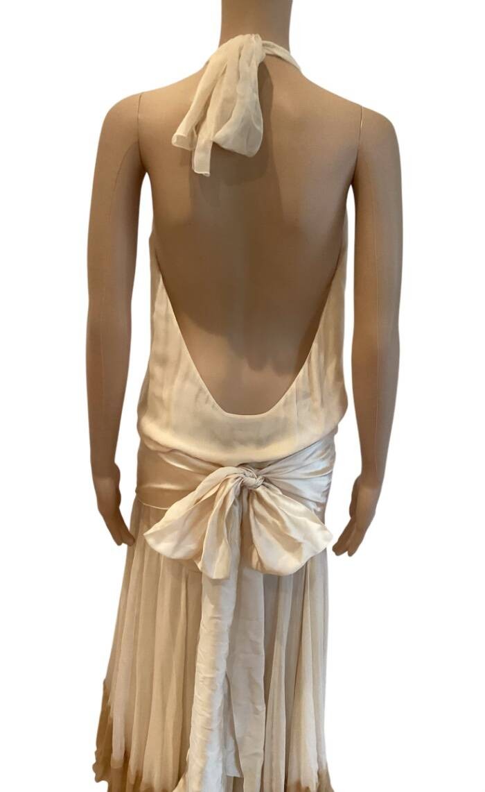 CHLOE VINTAGE S/S 2005 RUNWAY SILK HALTER DRESS SIZE fr 38