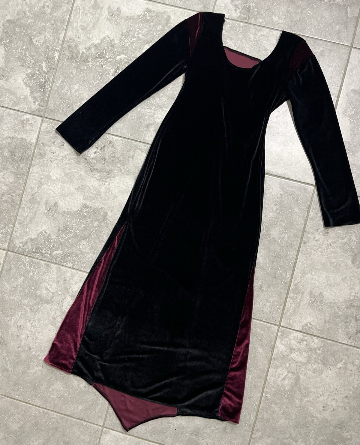 Cykxtees VTG 90S Goth Renaissance Medieval Vampire Velvet Dress Gown M L