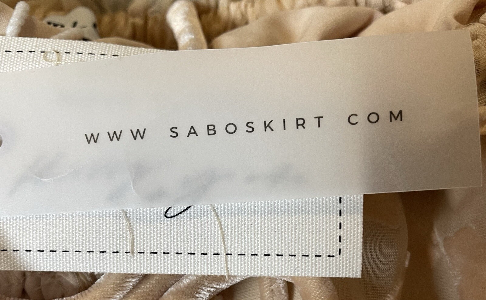 Saboluxe Strappy Open Back Dress M Mini Beige Velvet Floral Mesh Cut Out Waist