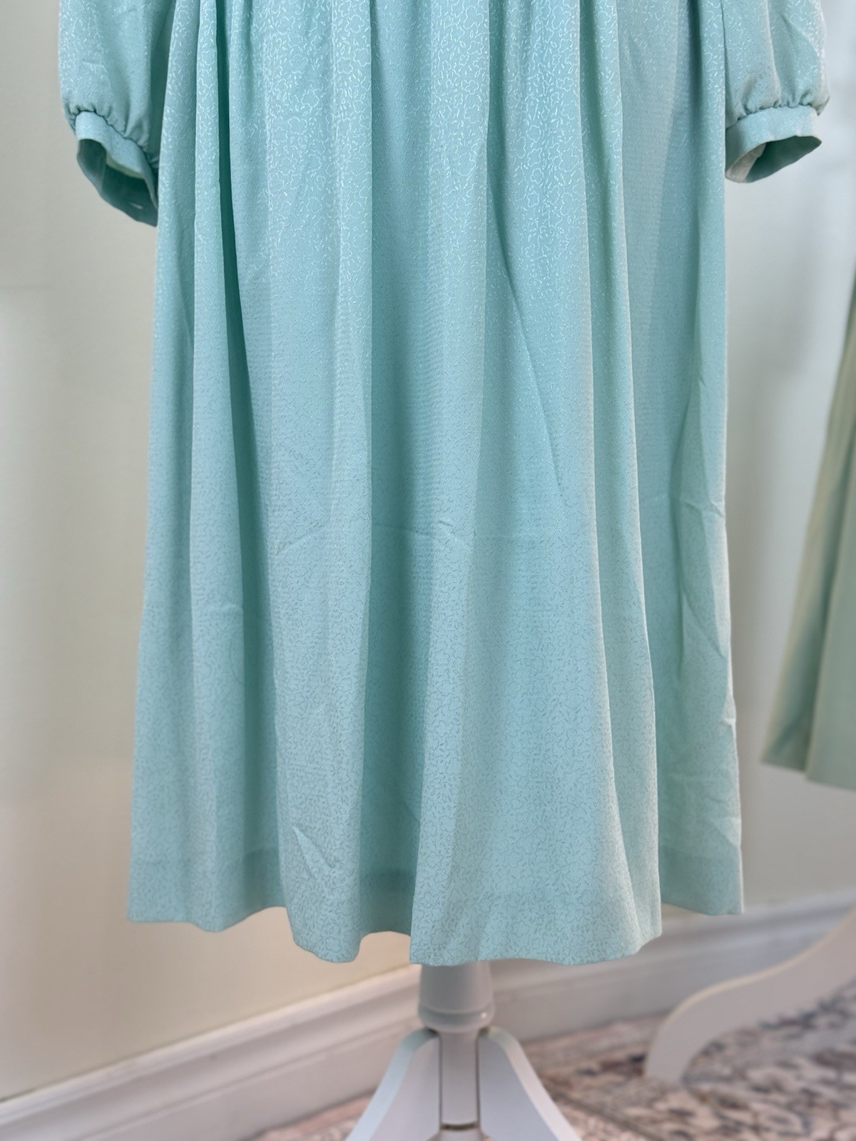 Fransoise Bow Neck Midi Dress Long Sleeve Pearl Button Detail Pleated Skirt
