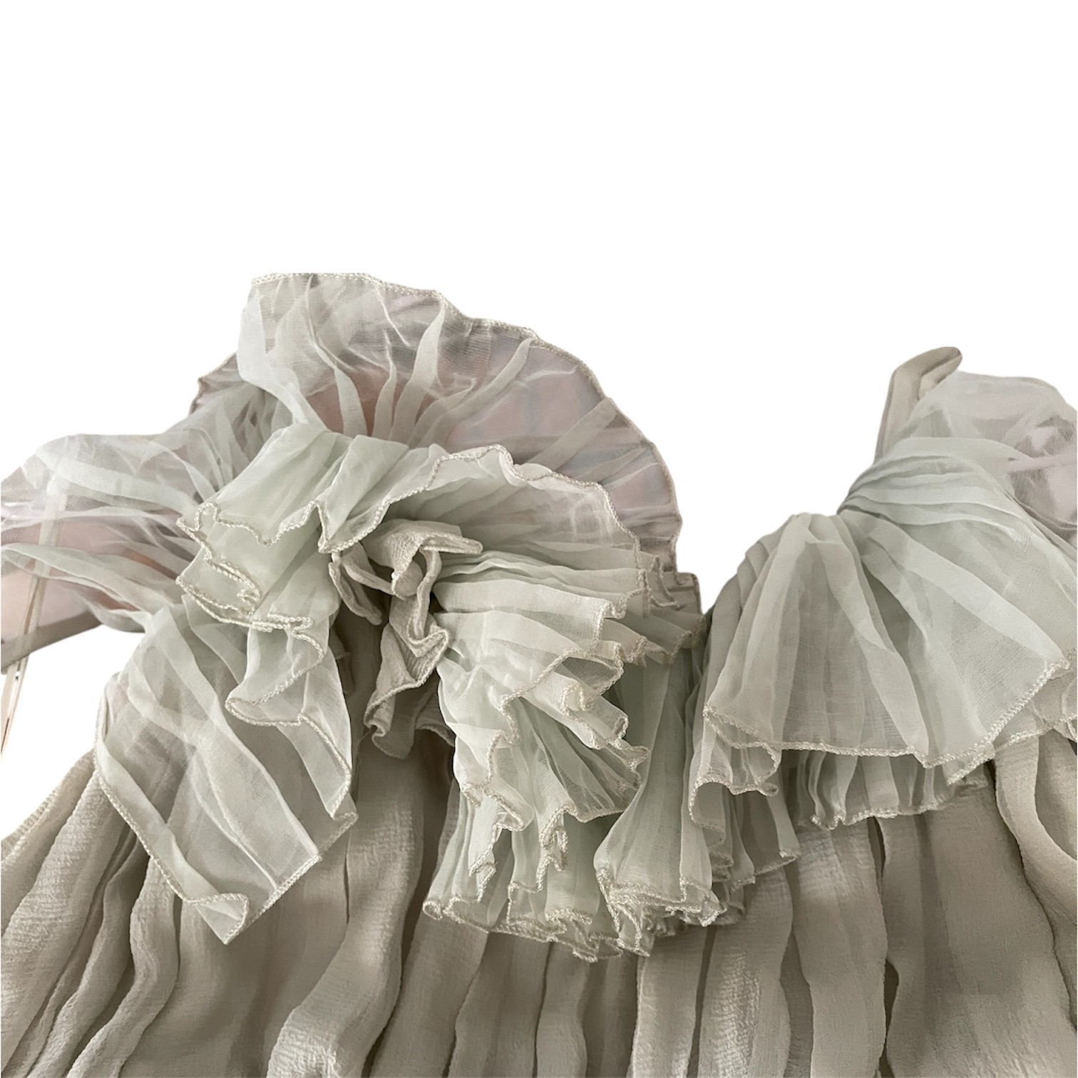 Rare Chloe Fall/Winter 2007 Frothy Pastel Green Embellished Pleated Silk Dress
