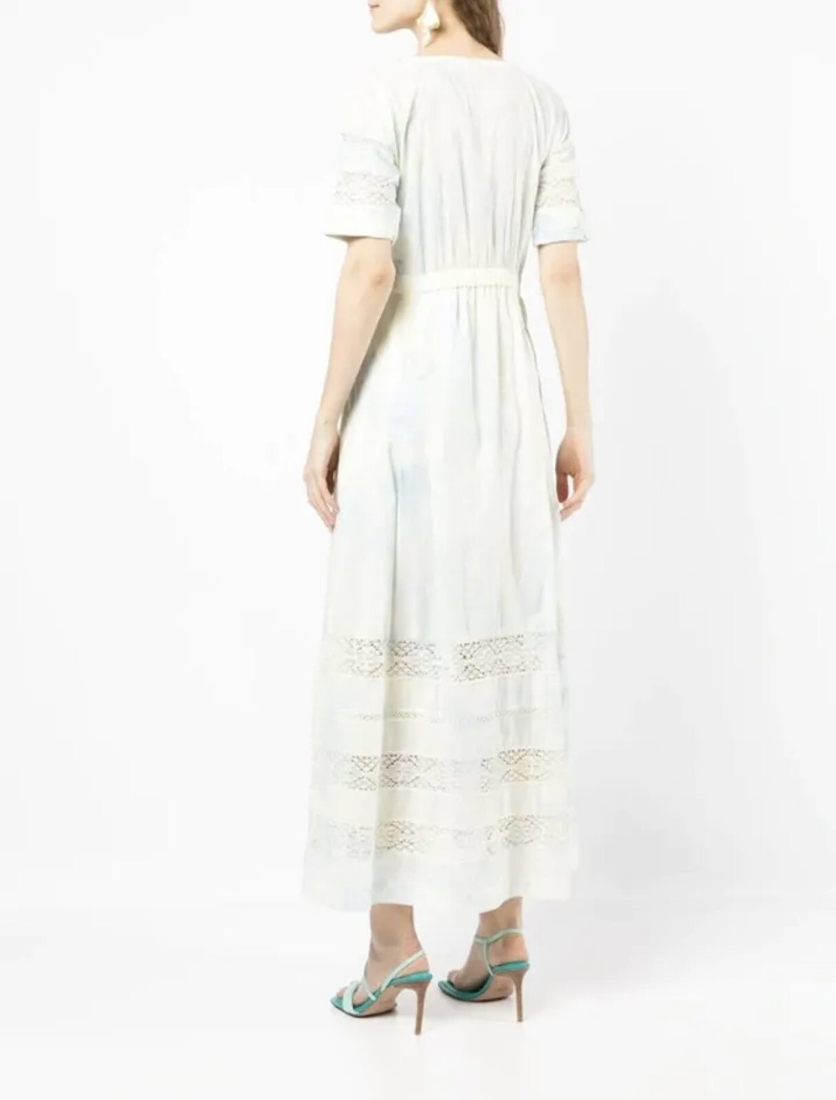 $325 LOVE SHACK FANCY Edie Dress M Lily Pond Hand Dye Green Midi Crochet Lace
