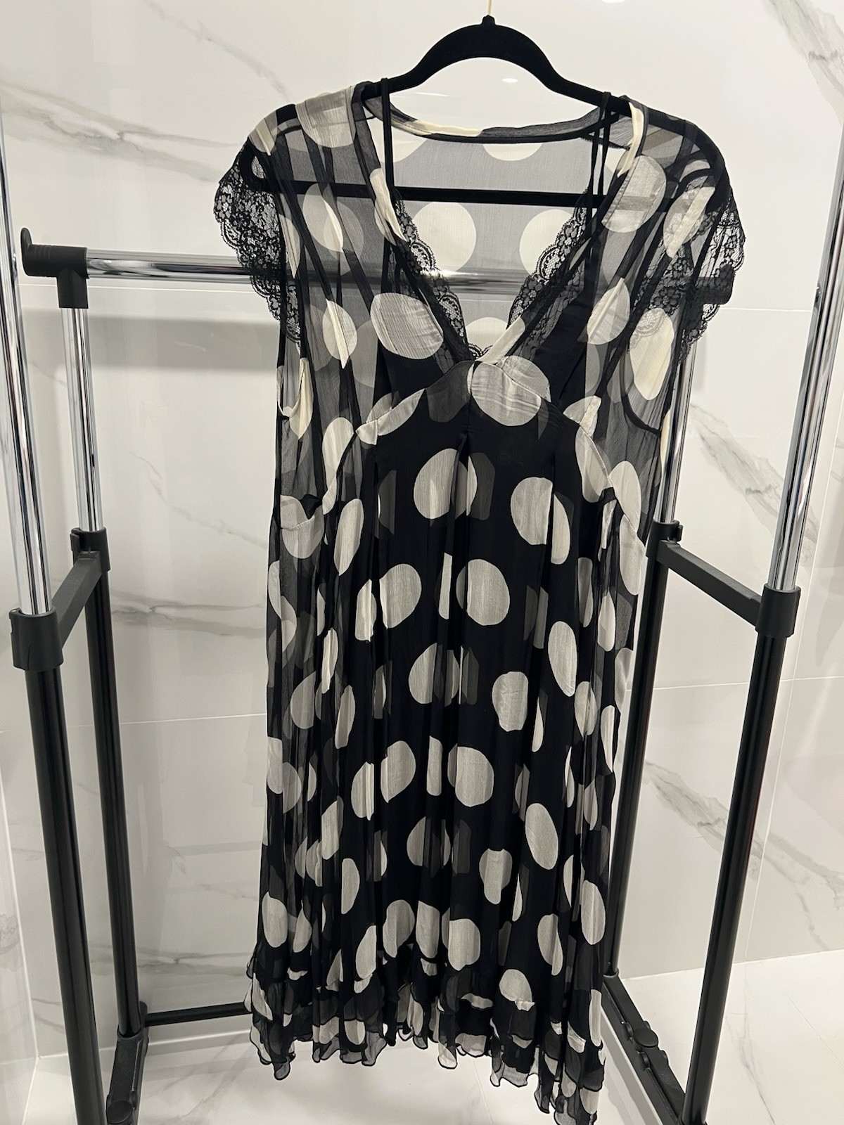 TWINSET silk with lace dress made in Italy