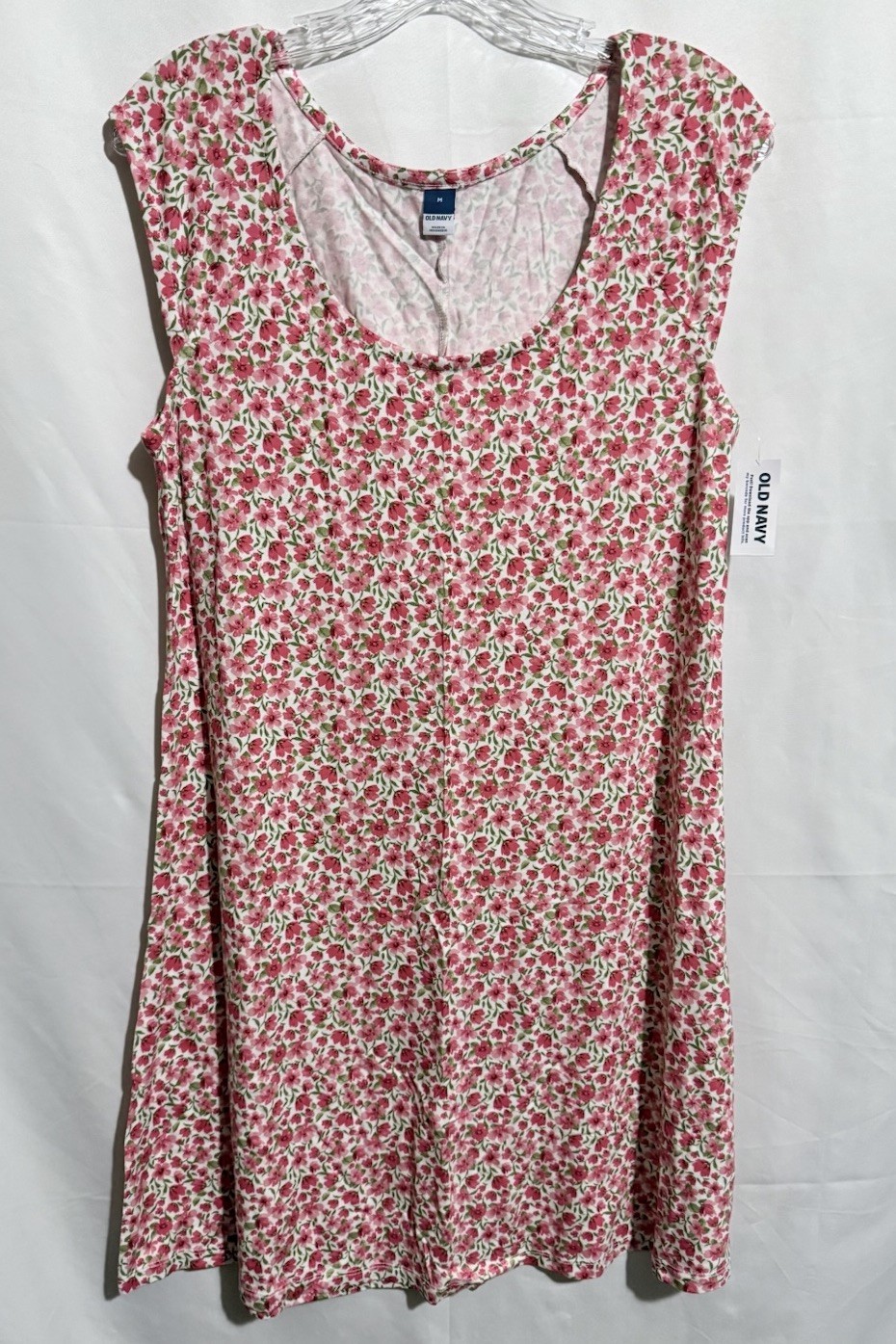 Old Navy Red Floral Scoop Neck Cap Sleeve Swing Mini Dress M NWT
