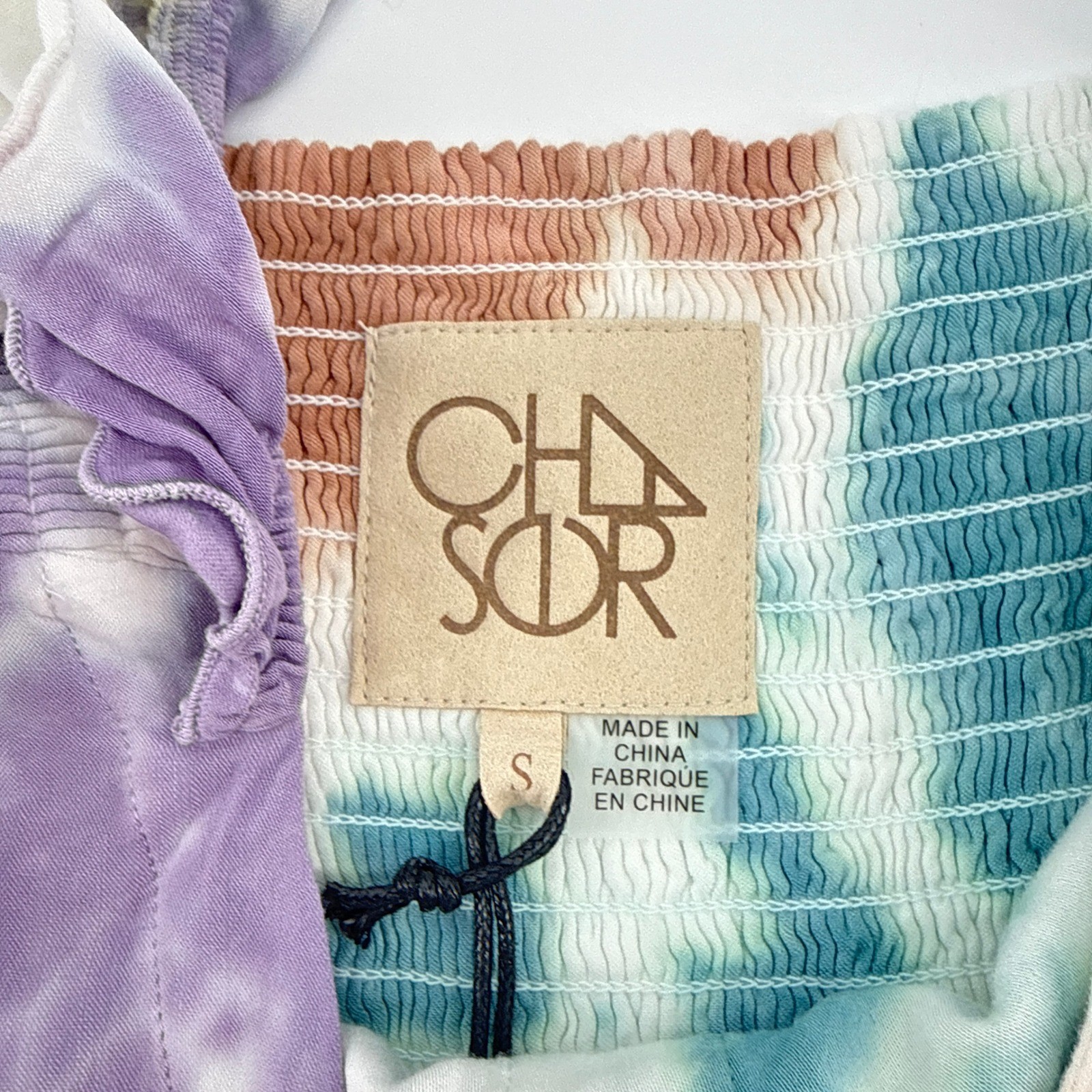 NWT Chaser Tie Dye Ruffle Off-Shoulder Button Front Midi Dress Womens Size Small