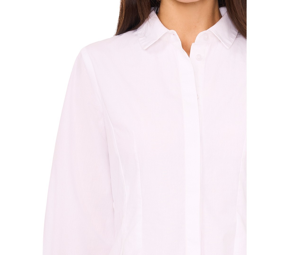 Msk Petite Collared Cotton Button-Front Shirt Dress – Bright White – PLP