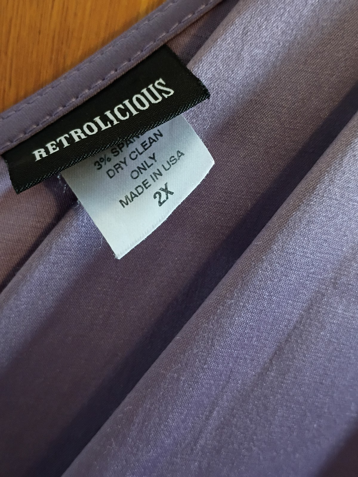 Retroliscious Purple Solid V-Neck Cap Sleeve Knee-Length Dress 2X Pleated Zip