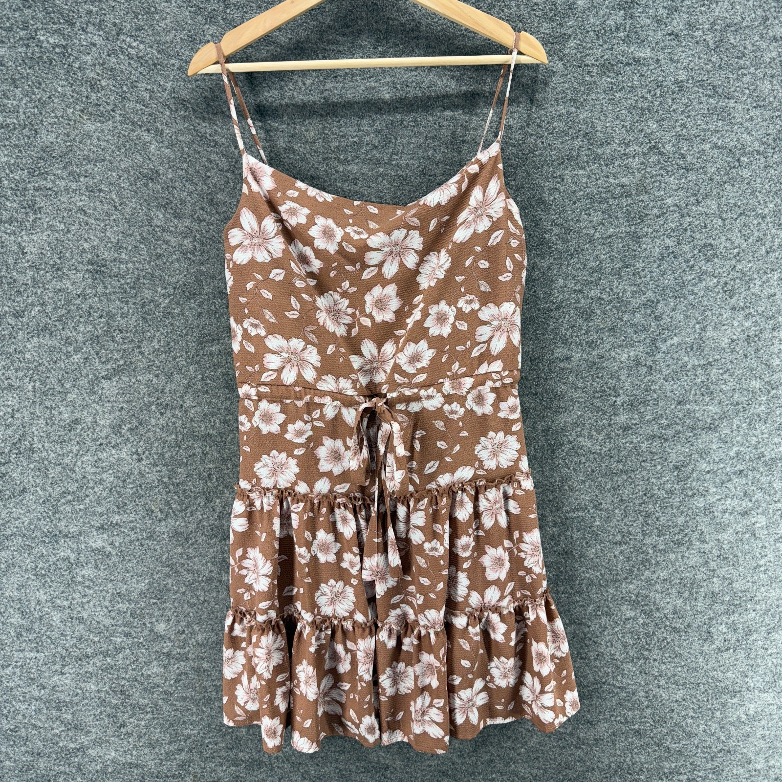Honey & Rosie Dress Women M Brown Floral Shift Short Lined Sleeveless Mini