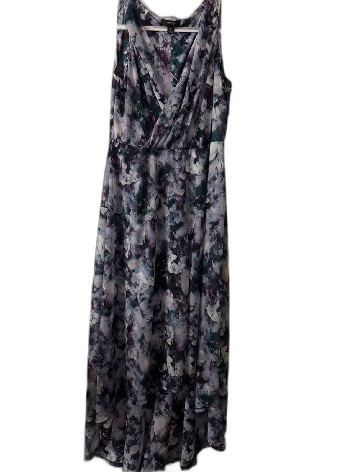Simply Vera Vera Wang Floral Maxi Dress Medium Sleeveless Faux Wrap Watercolor