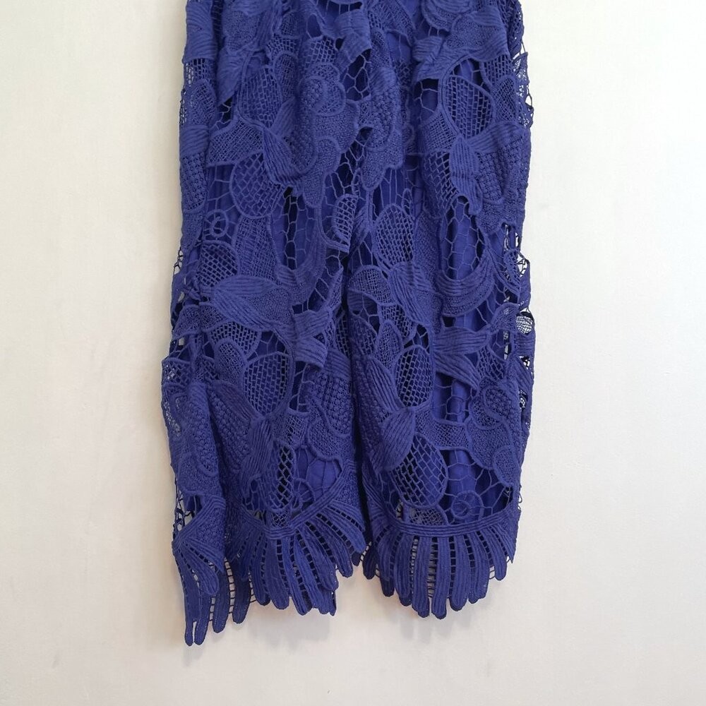 EXPRESS Crochet Trapeze V-Neck Mini Dress Indigo Purple / Blue Party 2016 Large