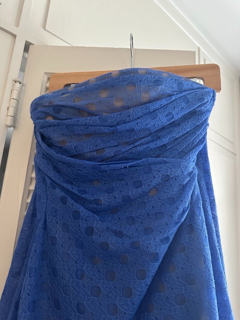 NWT Scanlan Theodore Blue Lace Cape Dress UK 6 US 2