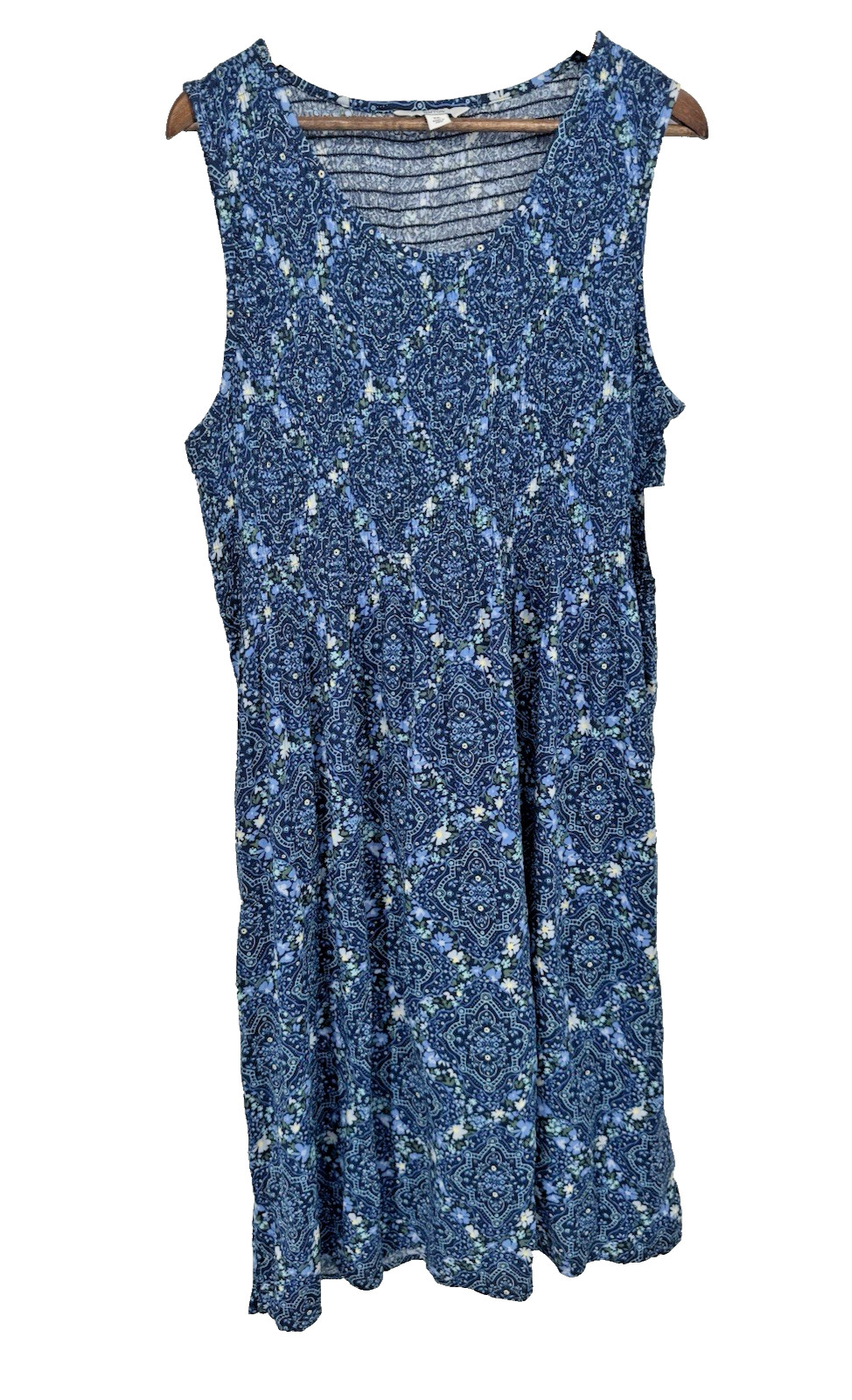Croft Barrow Dress Blue Smoked Sundress Sleeveless Cottagecore country Maxi NWT