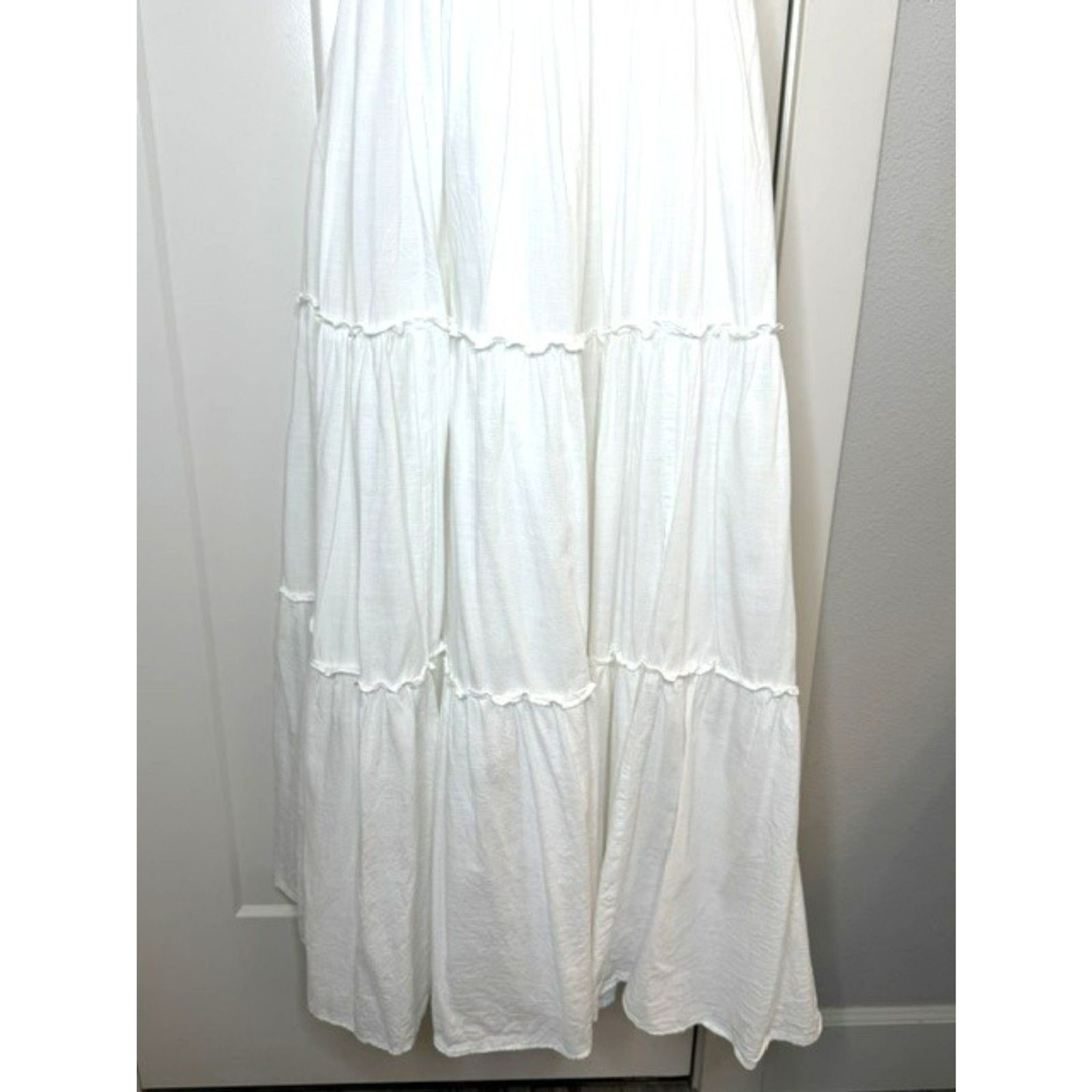 MOD CLOTH MODCLOTH BOHO ON THE RANGE WHITE COTTON BLEND MAXI DRESS PLUS SIZE 1X