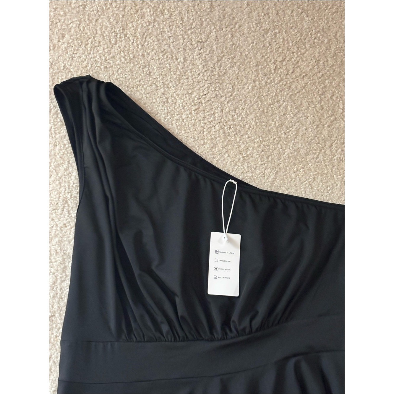 One-Shoulder Black High-Low Maxi Dress