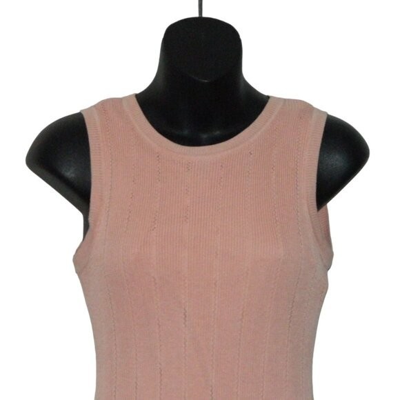 Guess Lined Knitted Bodycon Midi Knee Length Scoop Neck Peachy Pink Dress Size S