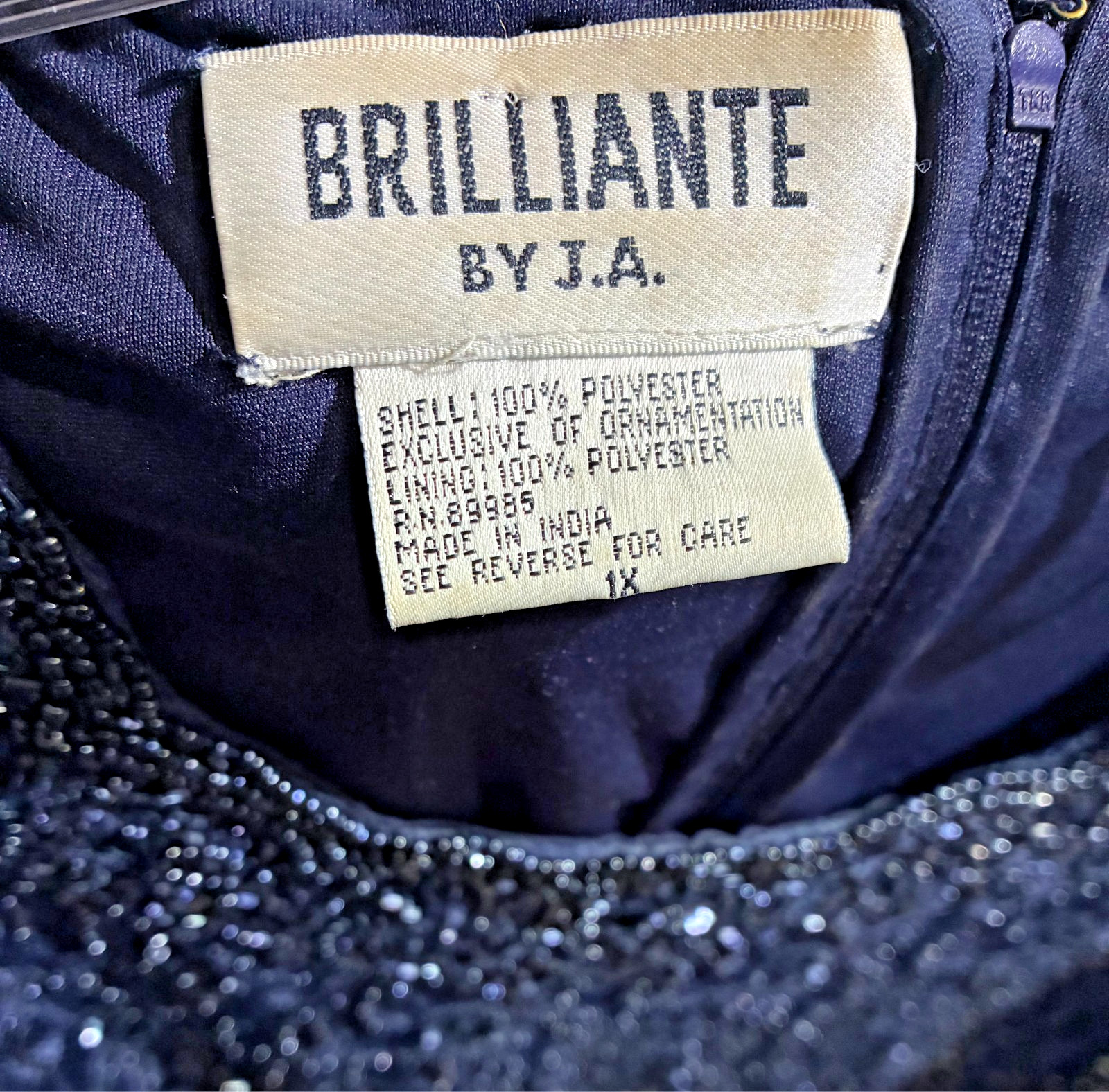 Preown-Brilliante by JA-Chiffon Skirt-Sequins Top Gown(Navy Blue) – Sz 1X