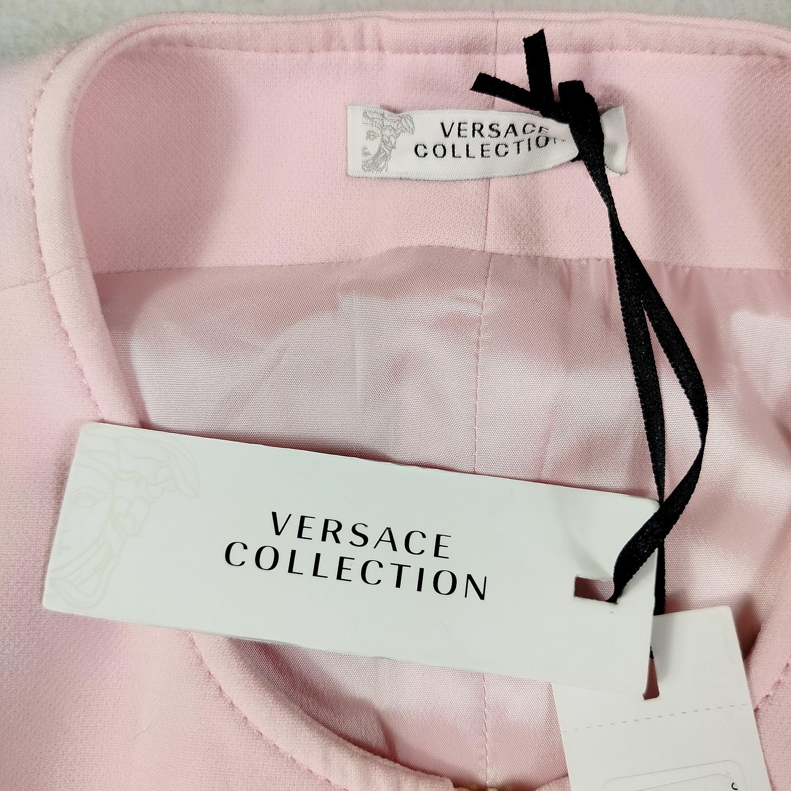 Versace Collection Dress Womens 50 Pink Sleeveless Sheath Medusa Zip Ring Pull
