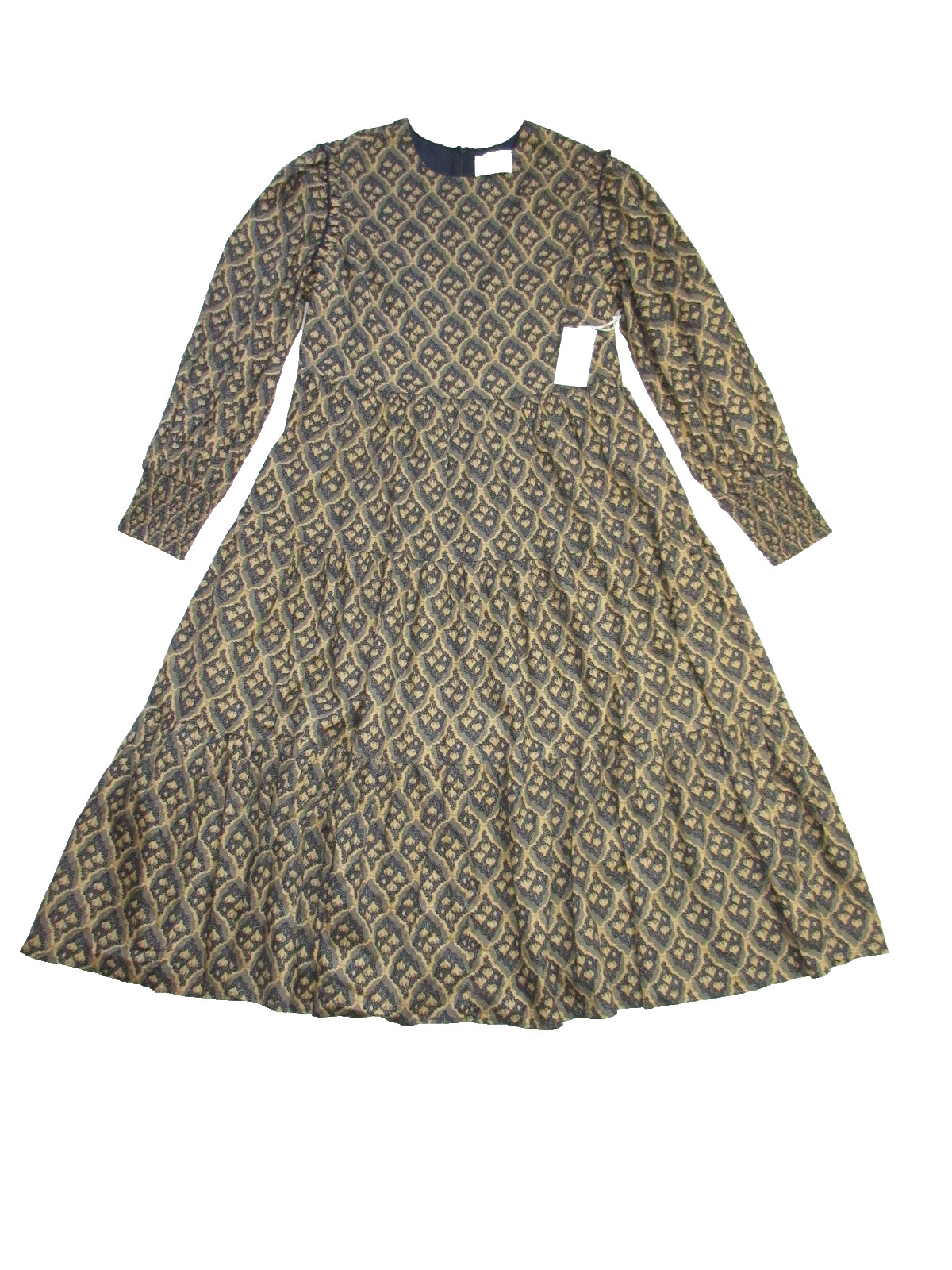 NWT Tuckernuck Hyacinth House Anja in Tan Navy Floral Cotton Midi Dress XXL 2XL