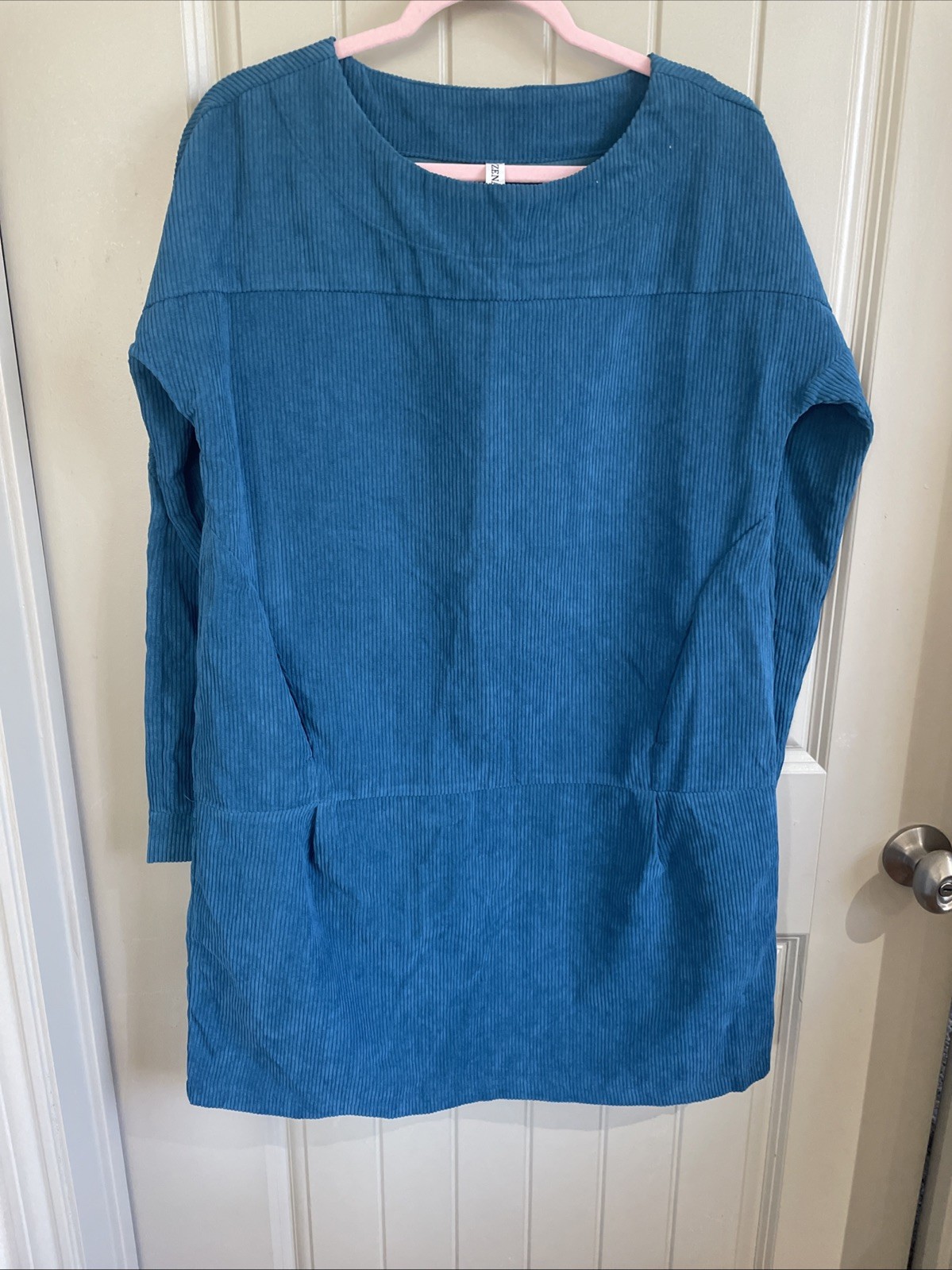 Zenana Small Turquoise Corduroy Long Sleeve Dress