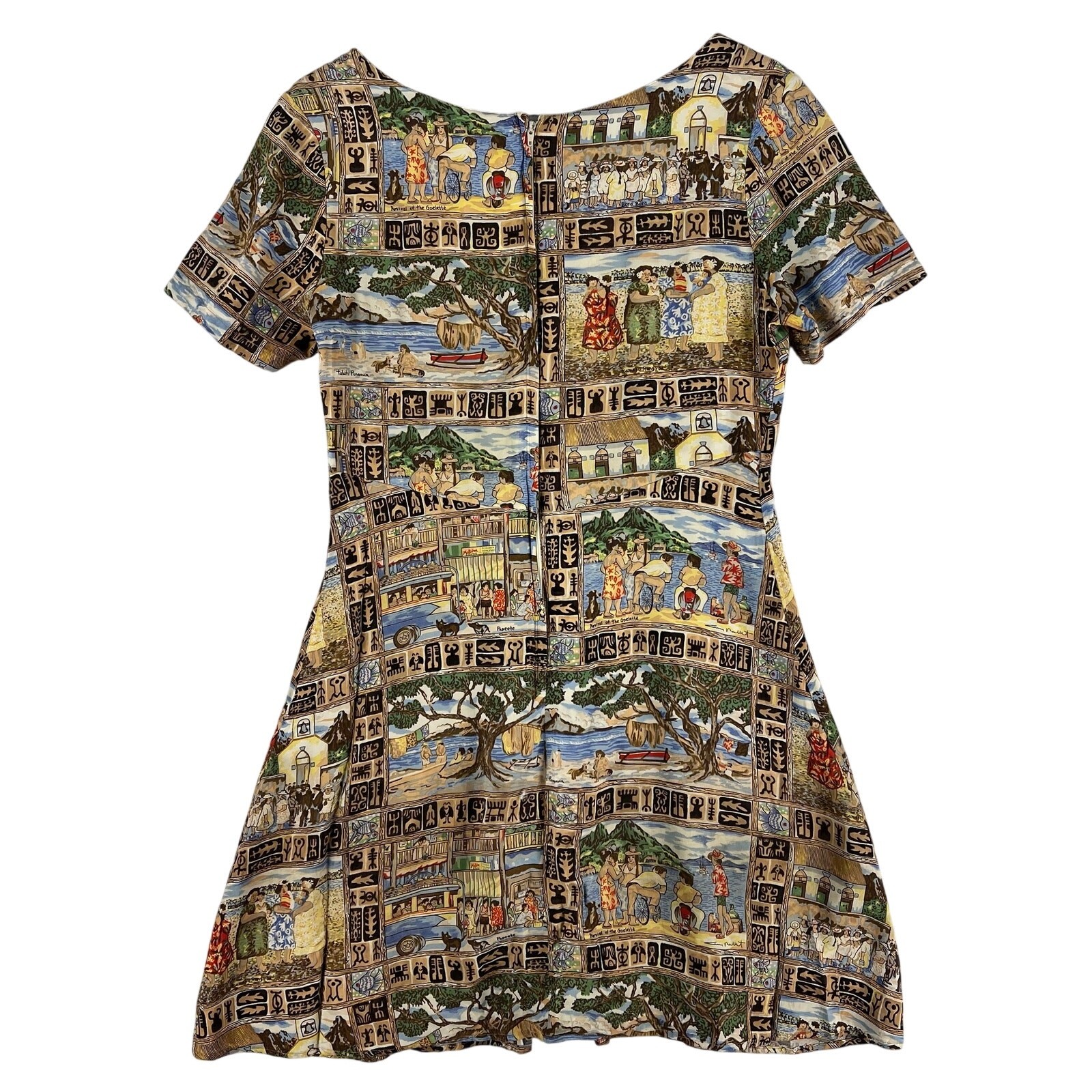 Reyn Spooner x Guy Buffet Collection Womens S Tahitian Papeete Print Rayon Dress