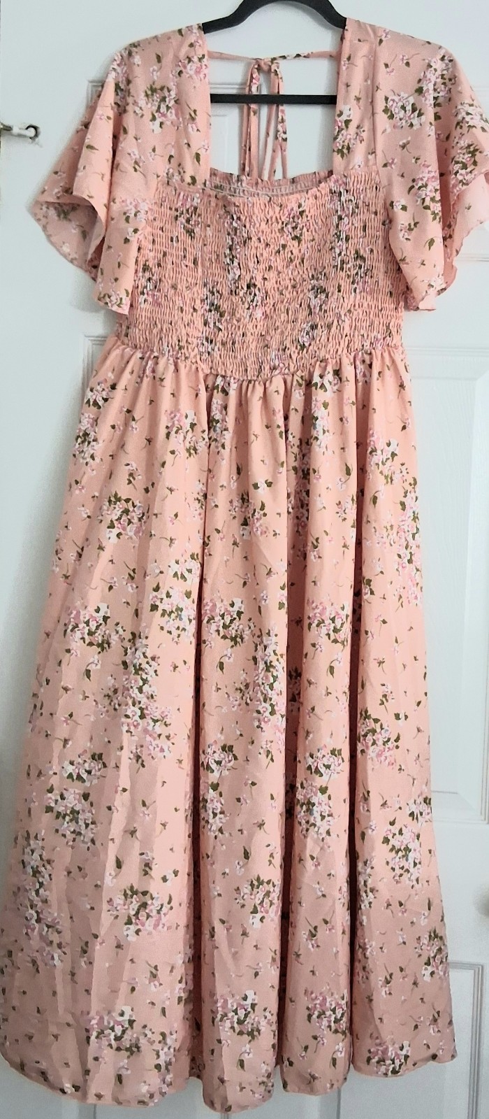 Floral Midi Dress Women’s Size 2XL* Square Neck Smocked Cottagecore Prairie
