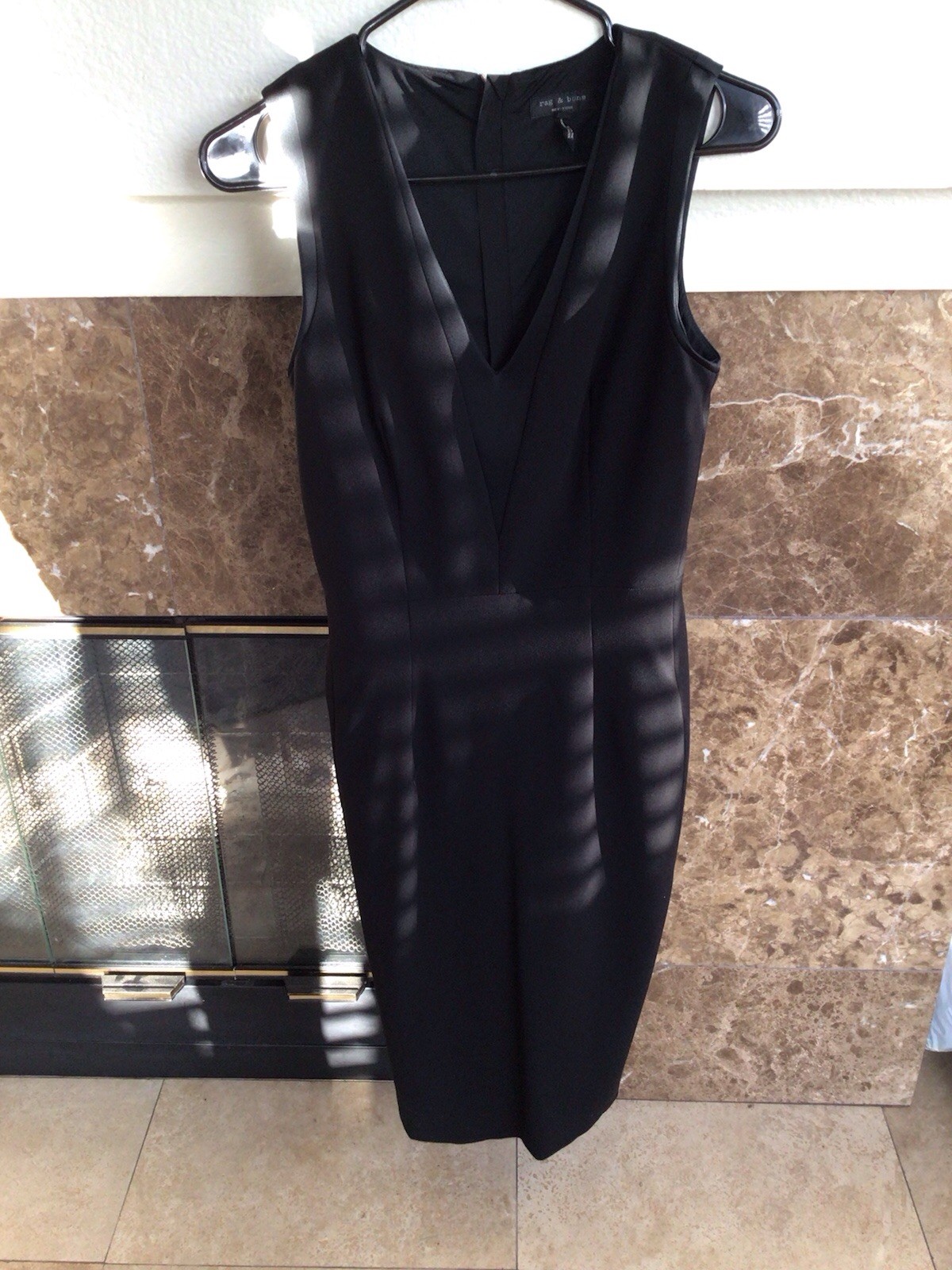Rag & Bone Black Polyester/Wool Satin Trim Cocktail Sheath Dress Size 4