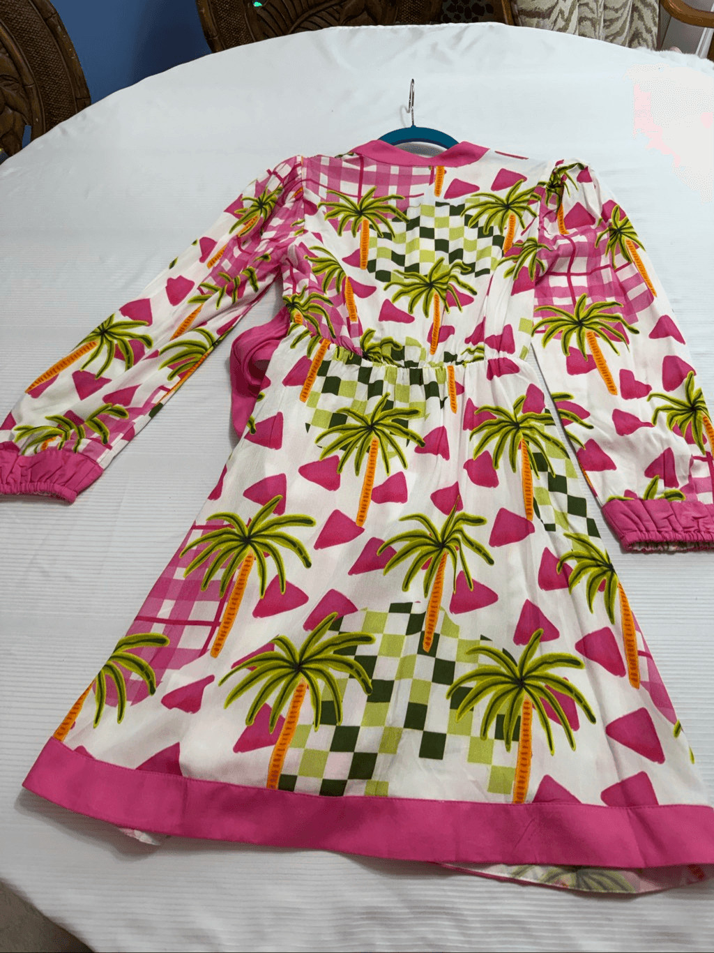 NWT Celina Moon Lomg Sleeve Palm Print Wrap Mini Dress Size XS New