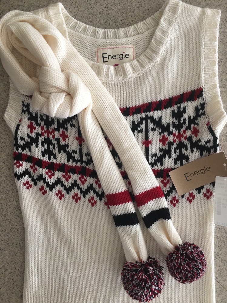Energie Juniors S Sweater Dress & Scarf NWT