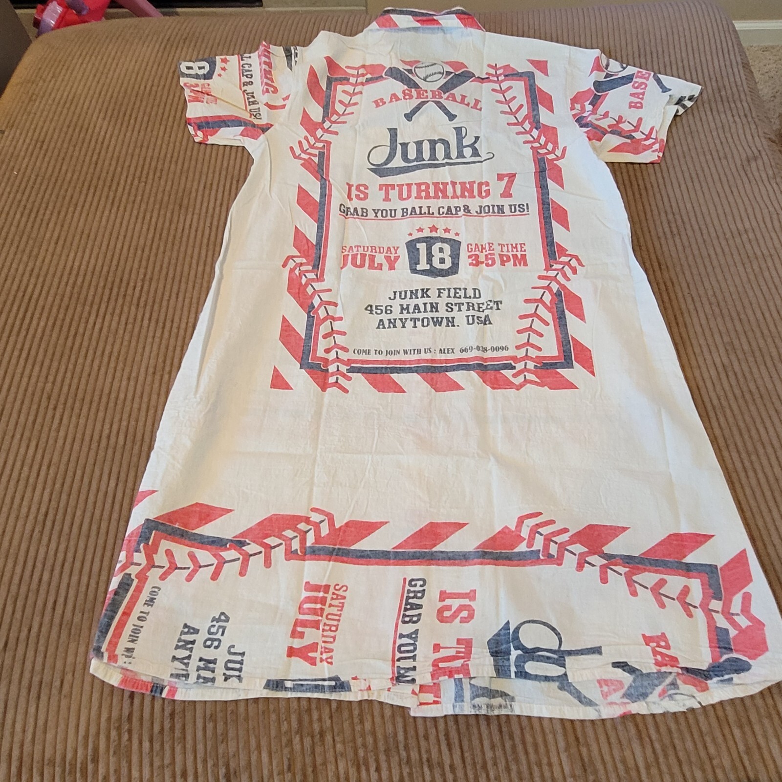Flour Sack Dress Baseball Junk Vintage Look Feed Sack Garden Hippie Boho 1 Size