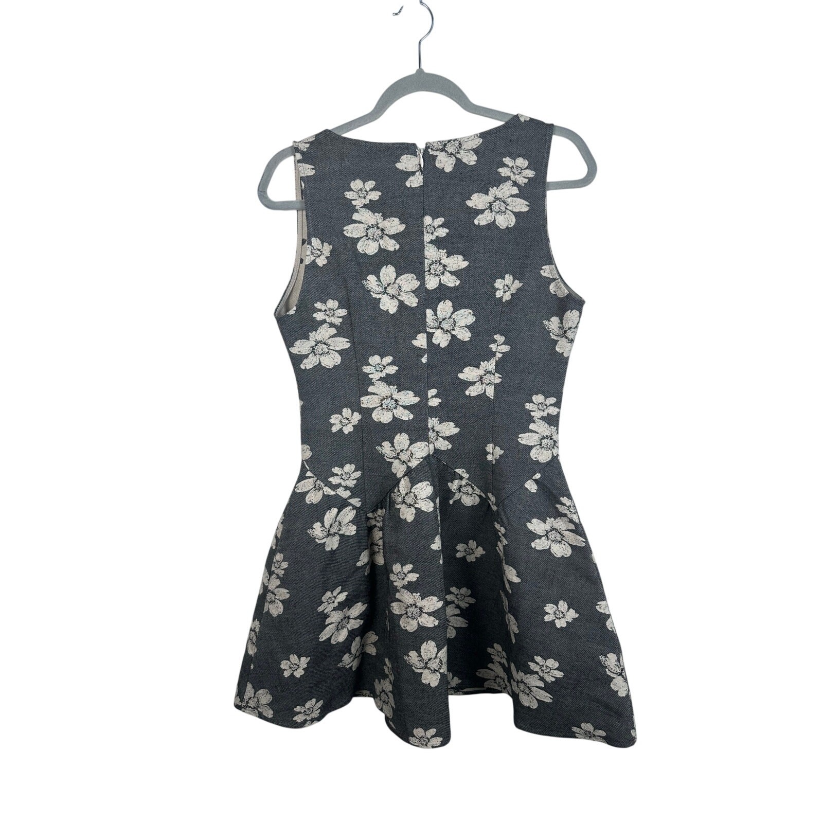 Sofie the Label Floral Jacquard Bow Mini Dress Size Medium EUC Coquet Gray Cream