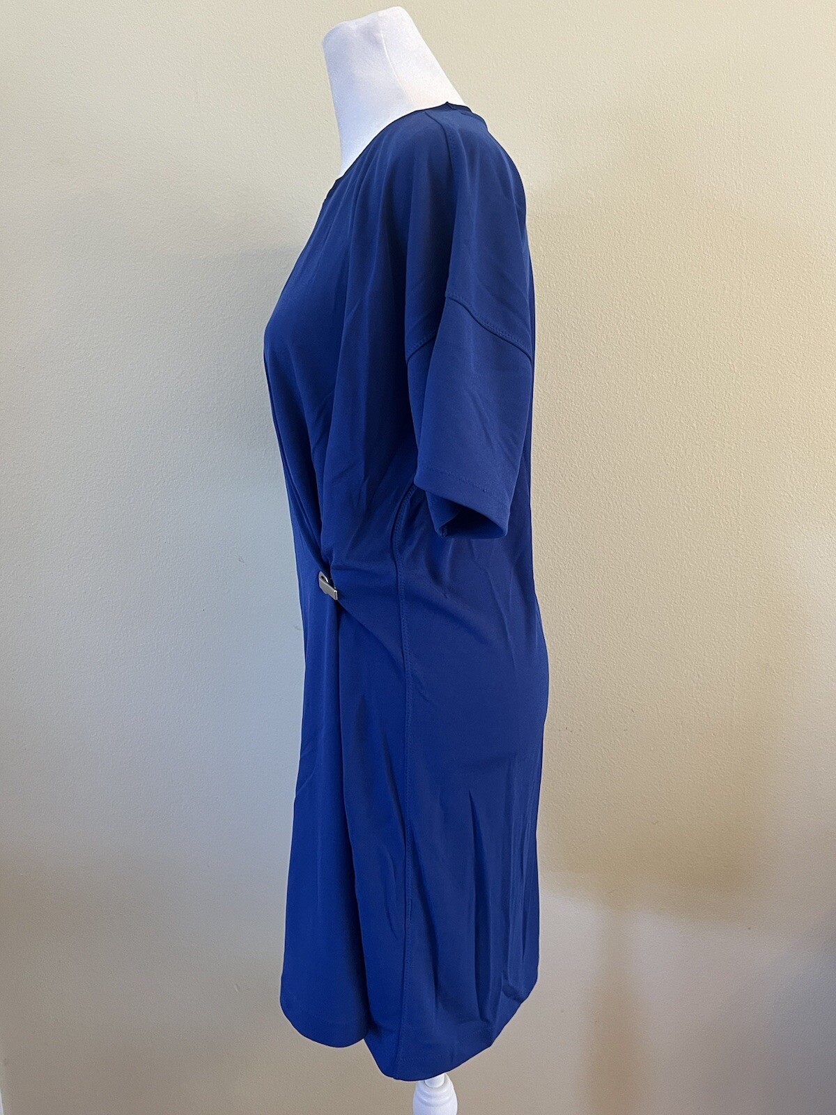 Rag & Bone Mitchell Blue Hook Loop Ruched Side Dress Stretch Minimalist Career S