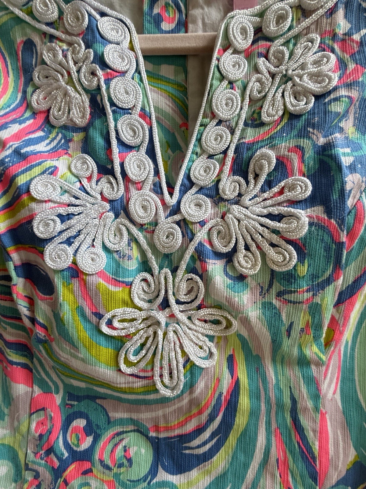 Lilly Pulitzer Gabby Shift Dress 2 Guilty Pleasure White Soutache EUC