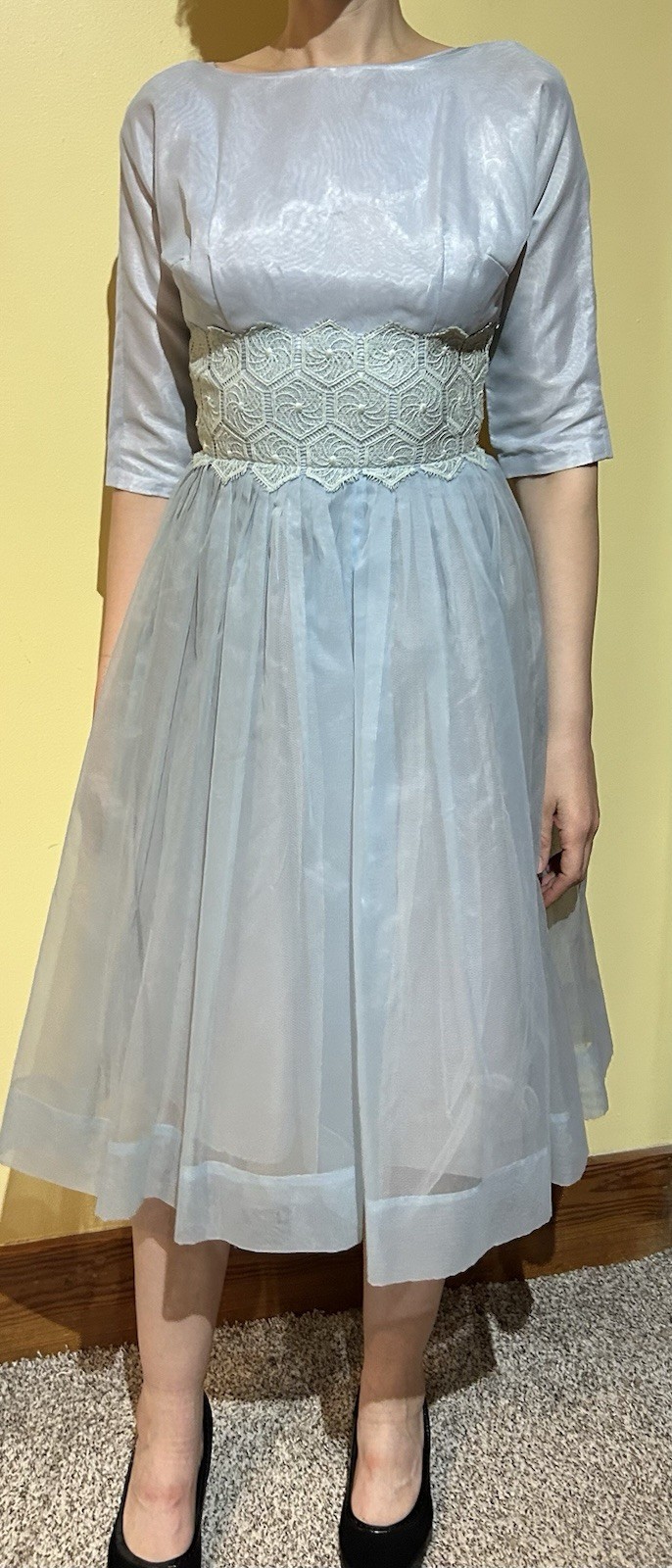 Dreamy 50s Vintage Blue Dress Small Union Made Fairycore Alice in Wonderland