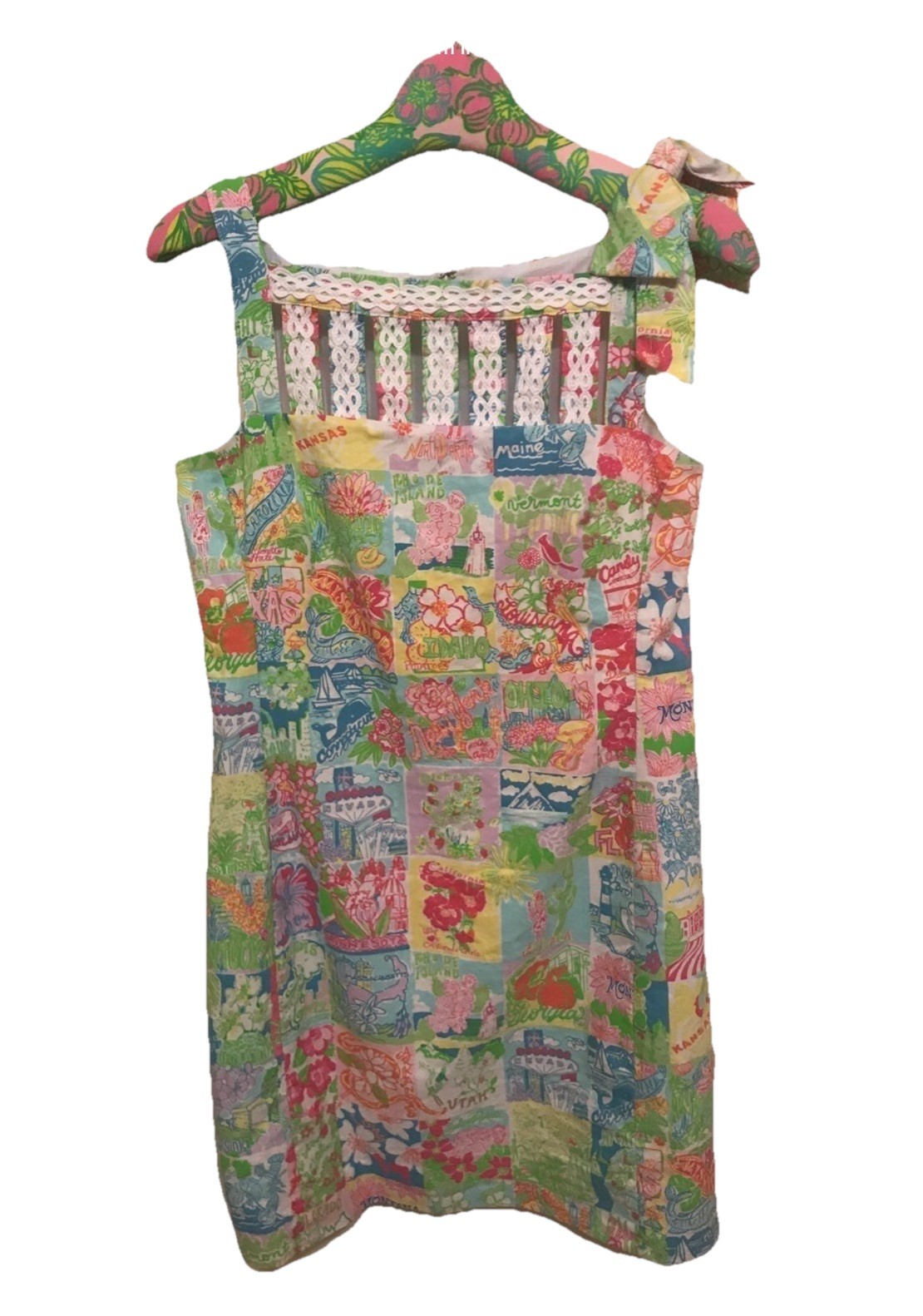 HOLY! Lilly Pulitzer STATE OF MIND Patchwork 50 States Ricci Shift Dress Size 0