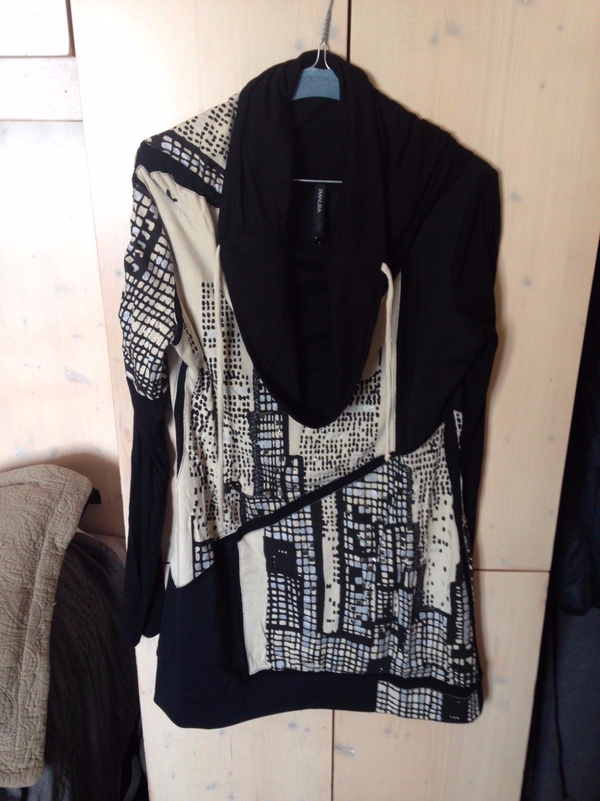 PLIANURA STUDIO TOP LONG PRINTED SWEATSHIRT NEW TWO-TONE ORIGINAL 48