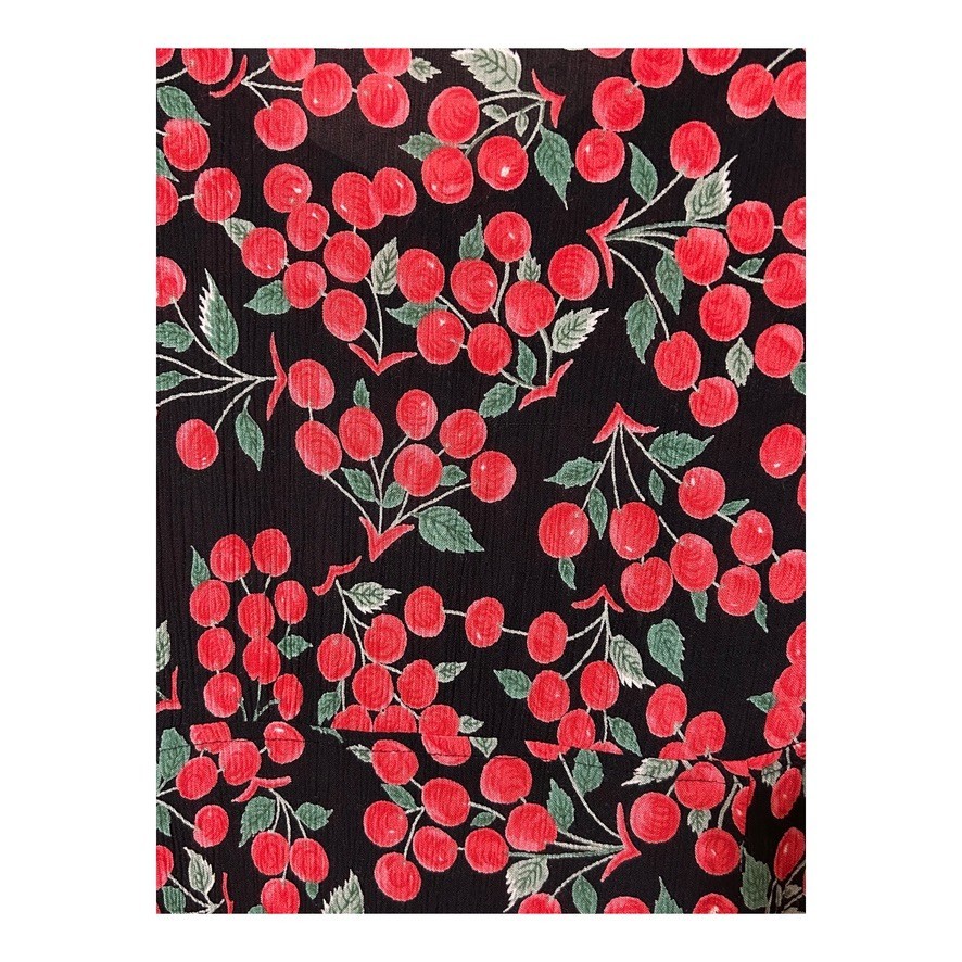 J.G. Hook PETITE Women’s Novelty Cherry Print Dress PXL Button Rayon VINTAGE