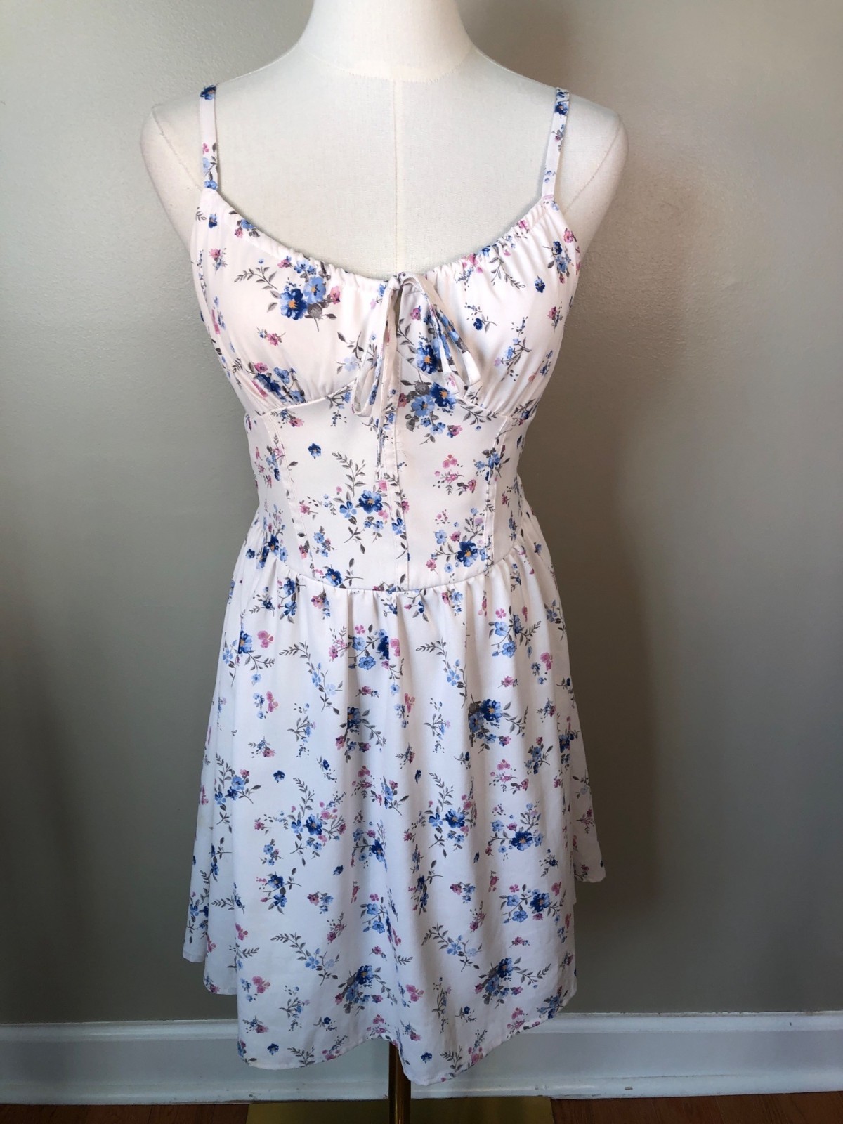 Madden Girl Floral Corset Milkmaid Coquette Babydoll Mini Dress Size S