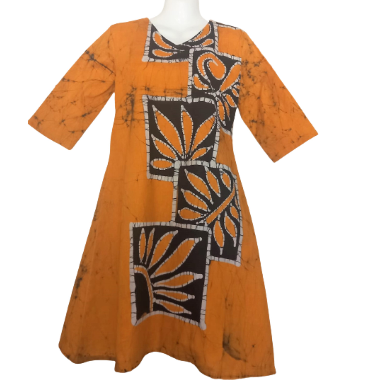 batik women’s dress Knee Length A-Line Frock Sri Lanka Hand Made cotton antic