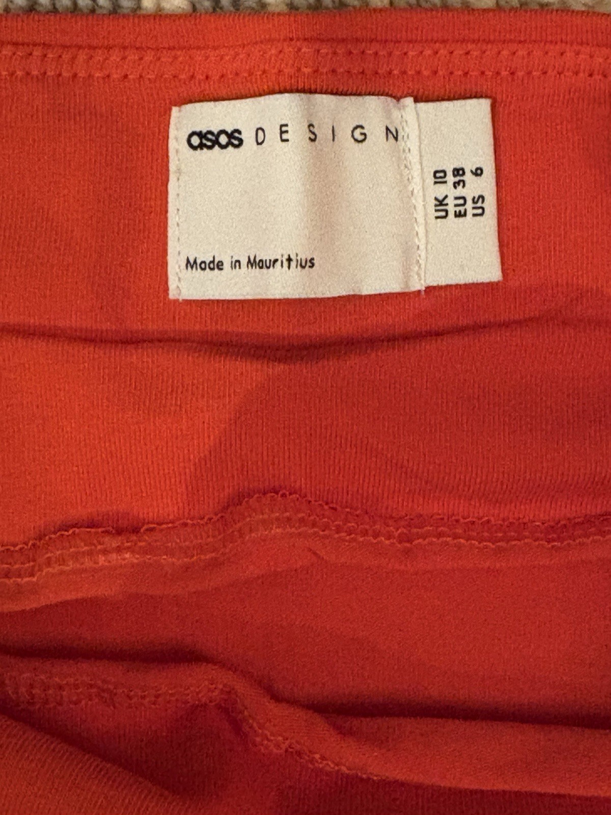 ASOS DESIGN Dress Womens 6 Small Strapless Bodycon Orange Cotton Elastane