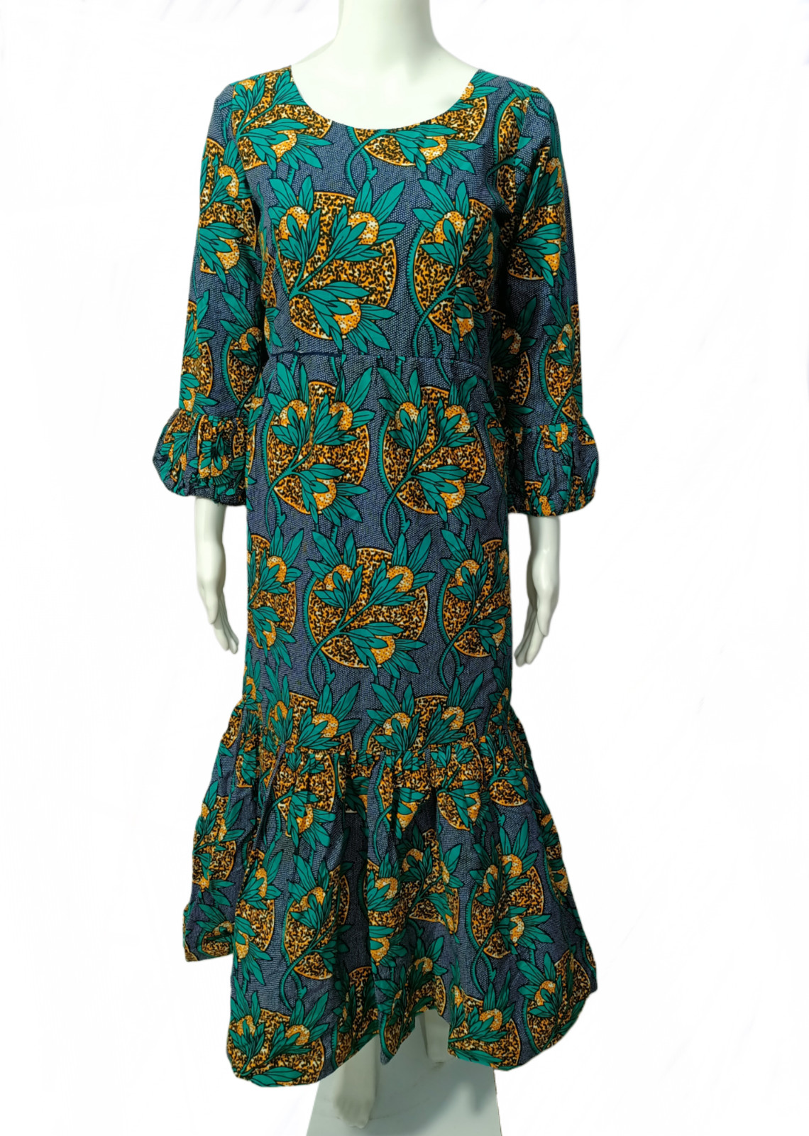 Rare Find African Mermaid Dress Medium Multicolor Midi Length Elegant Pre-Loved
