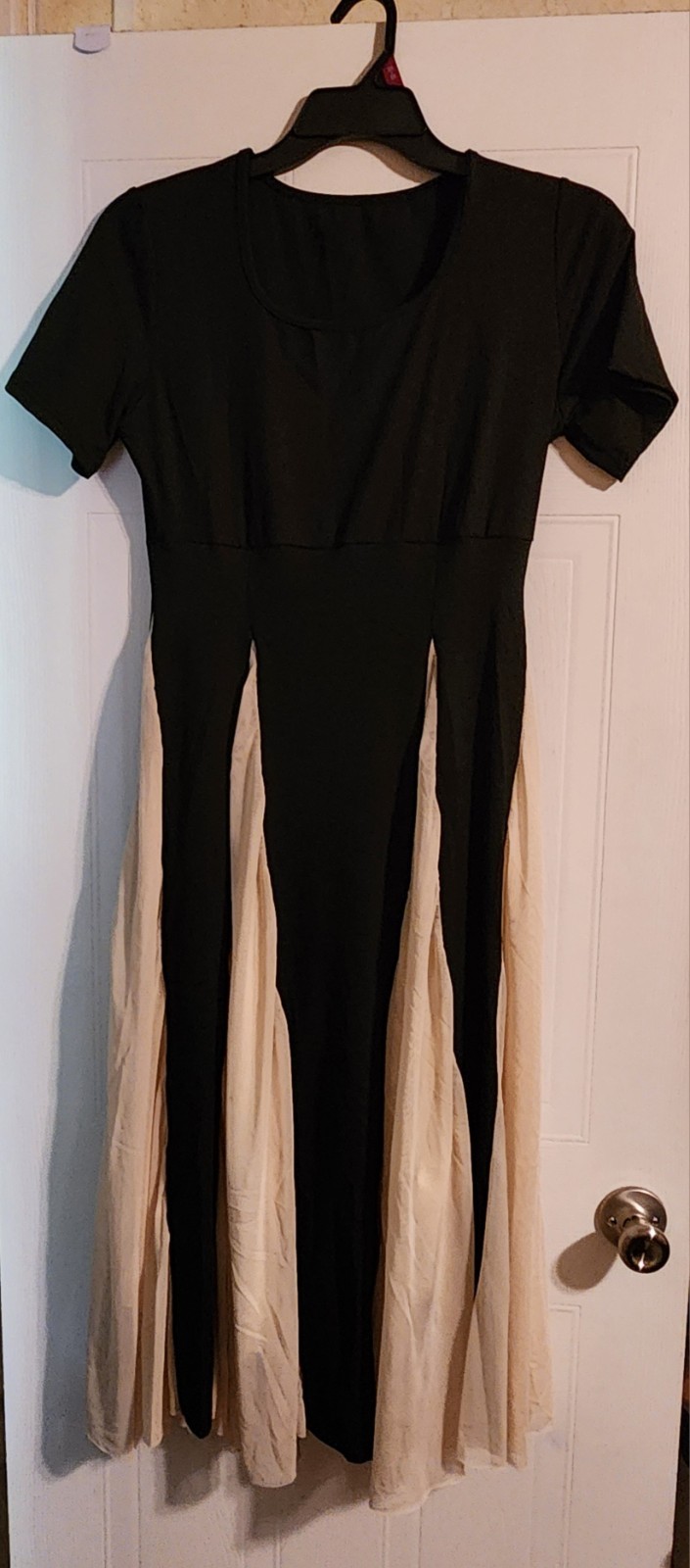 Black and White Color Block Patchwork Flare Dress 3XL
