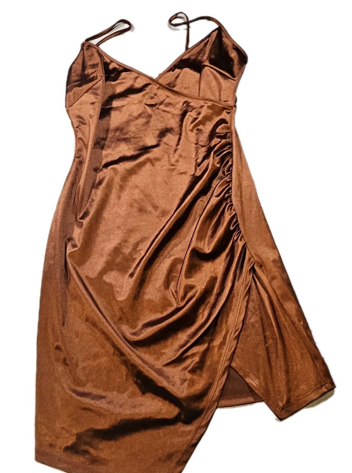 Women SZ M Satin Look High Split Bodycon Sexy Party Cocktail Y2K90’sDress Formal