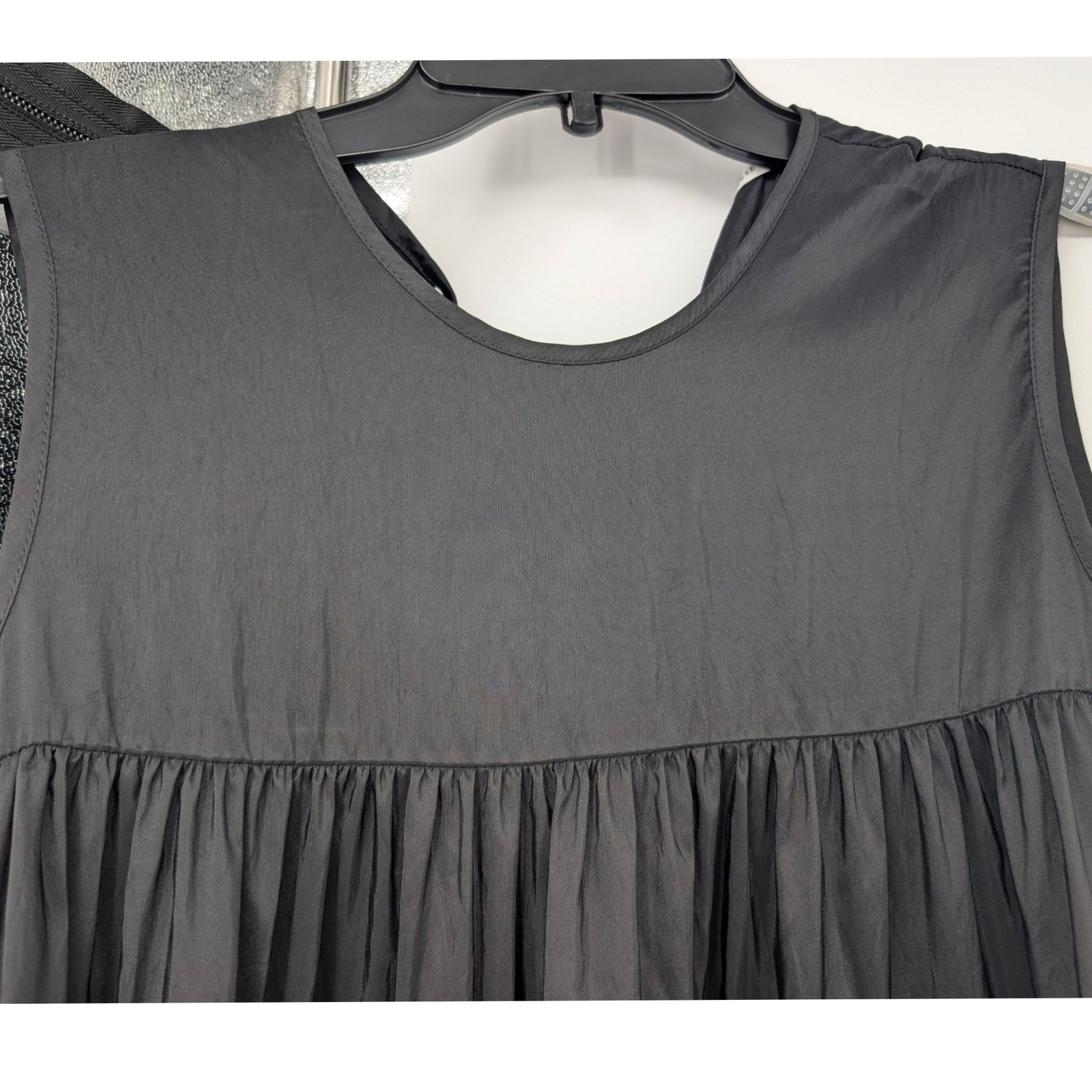 Cecilie Bahnsen Emmi Faille Tiered Midi Dress Black UK10 US6 Sleeveless